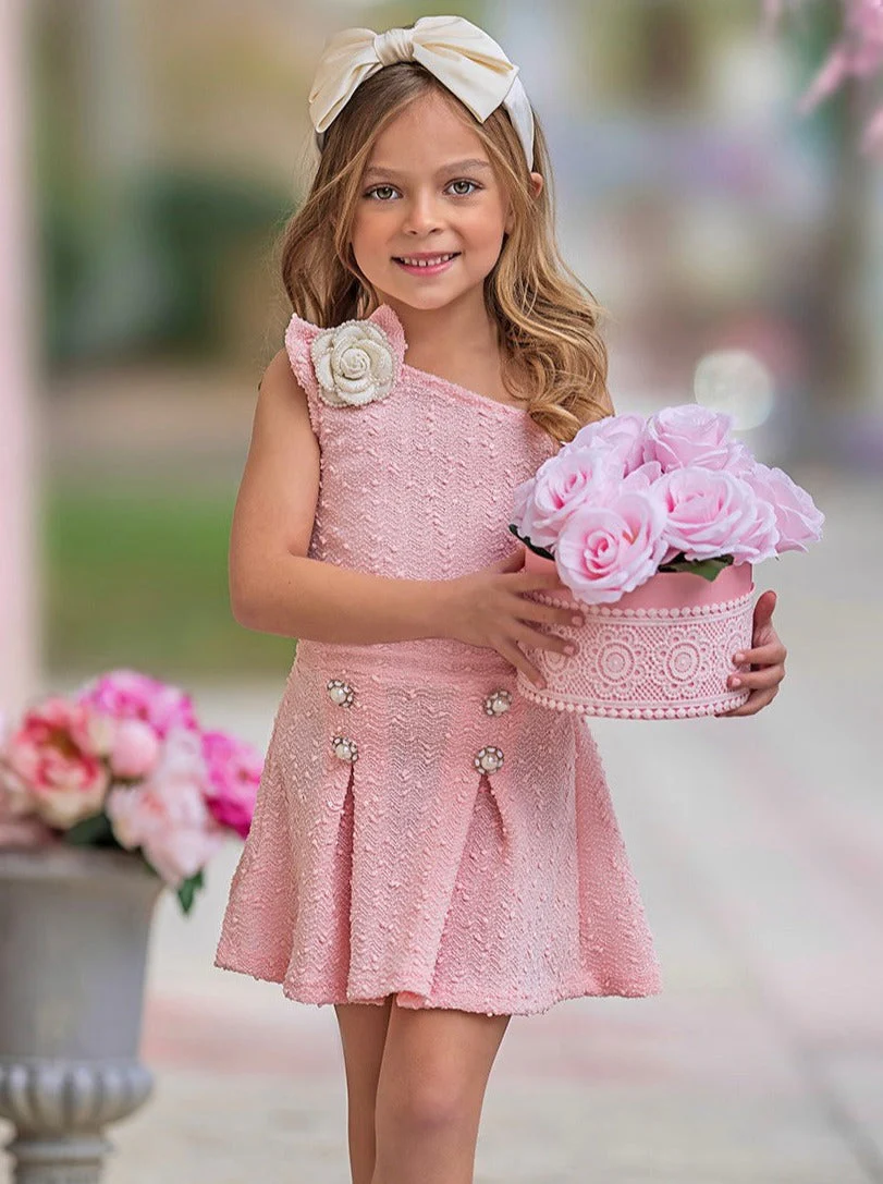Fancy Flower Pink Matching Top and Skirt Set - Image 2