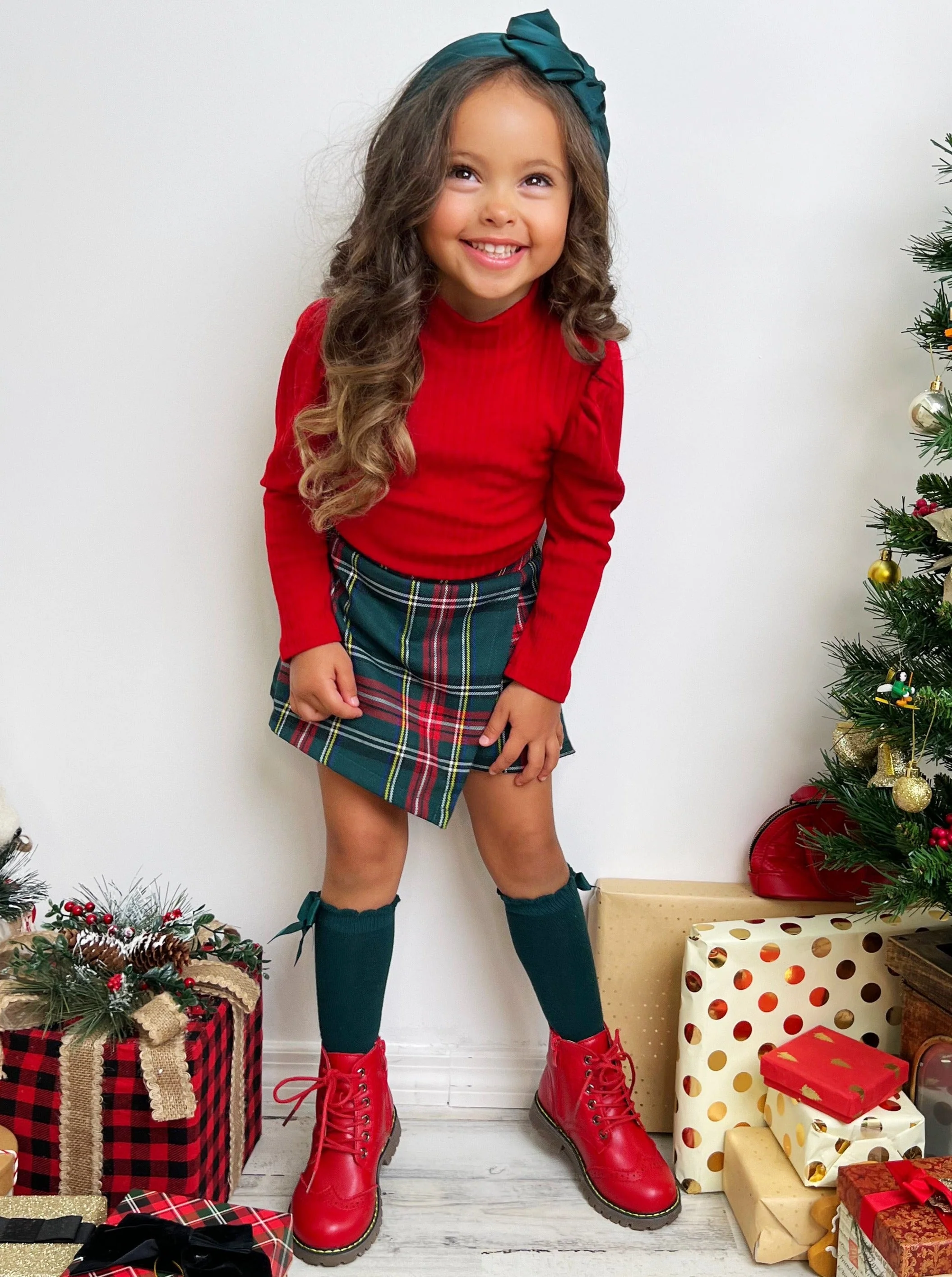 Trendsetter Plaid Top and Skort Set - Image 2