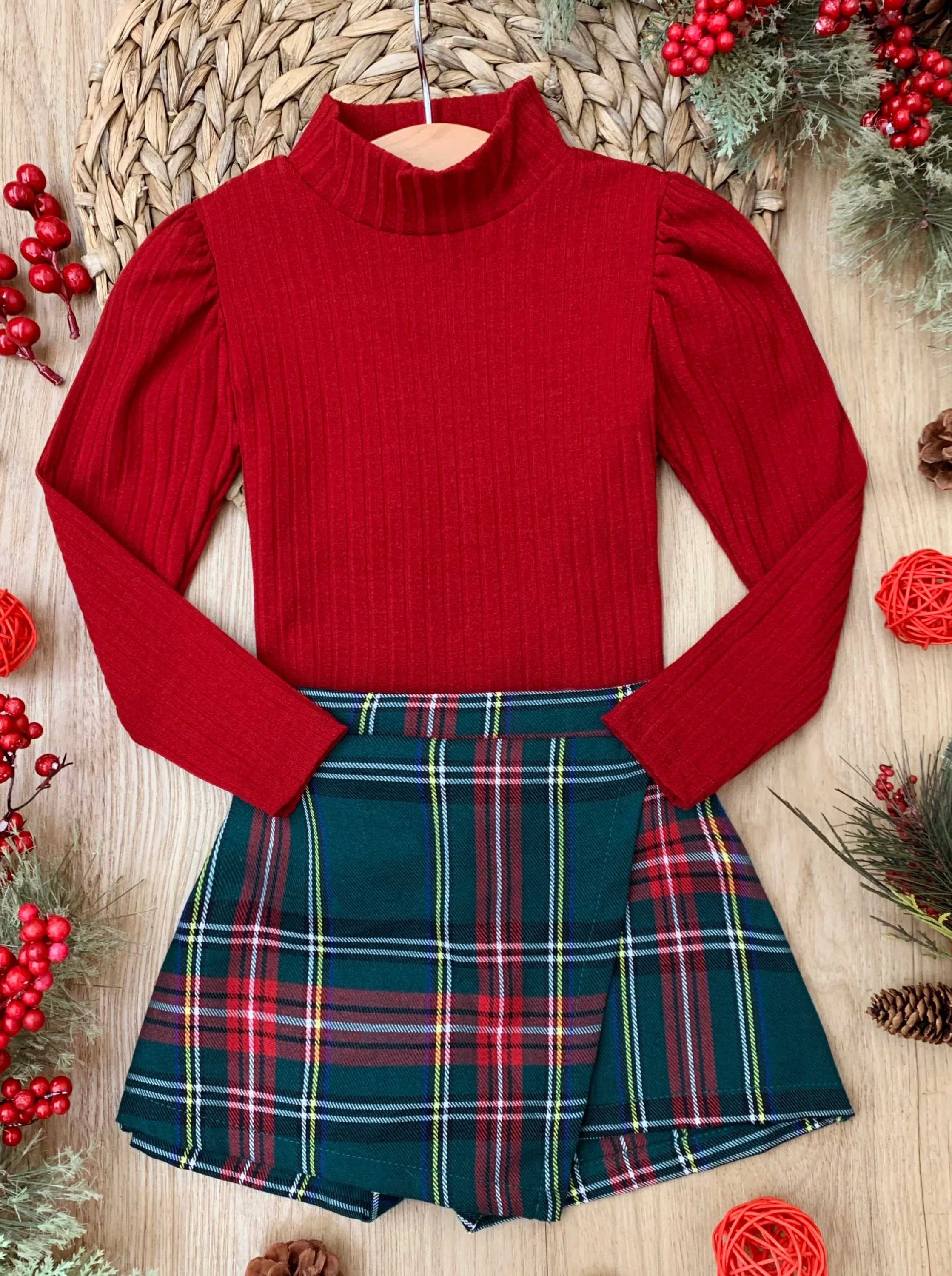 Trendsetter Plaid Top and Skort Set - Image 4