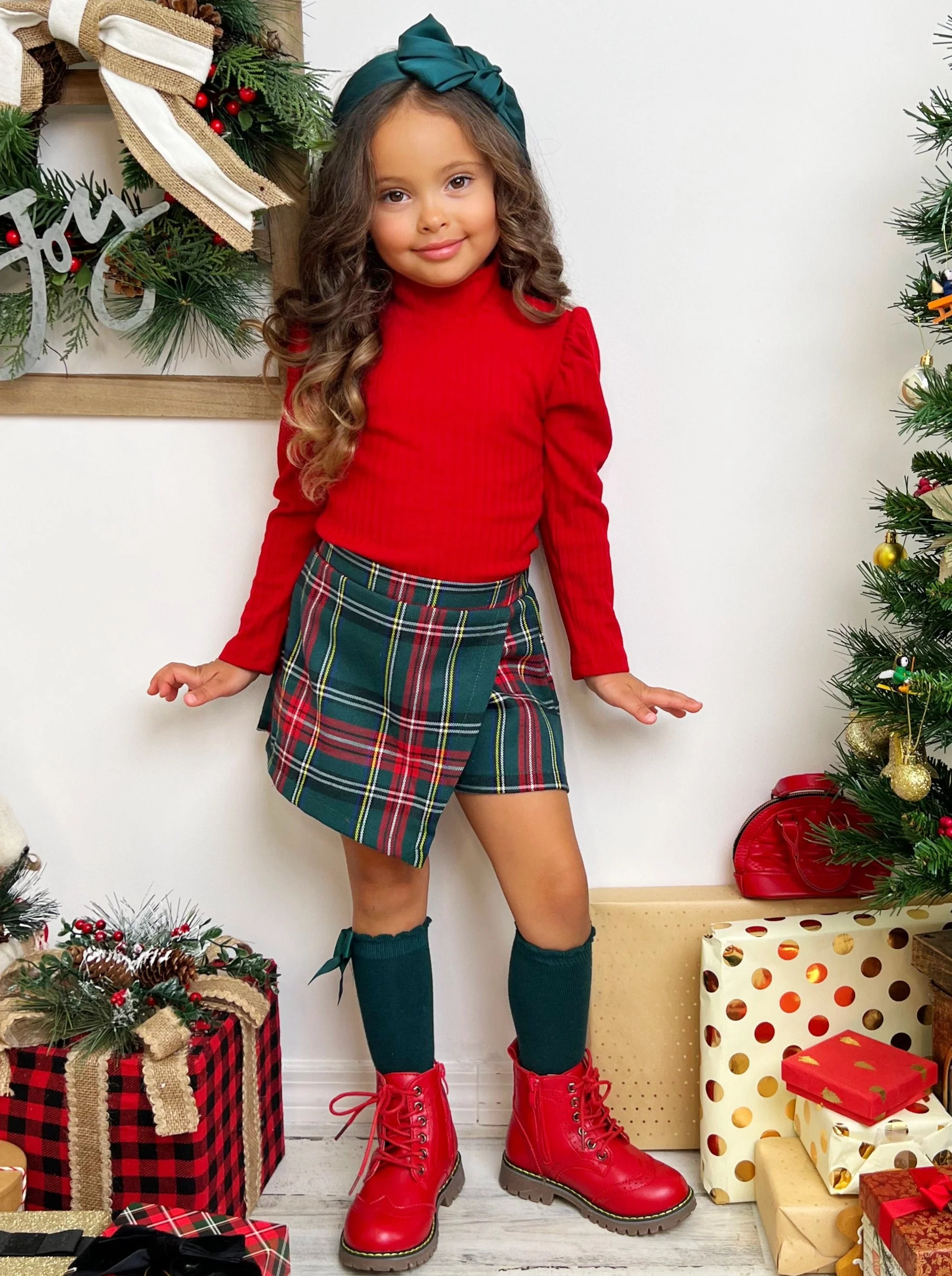 Trendsetter Plaid Top and Skort Set - Image 5