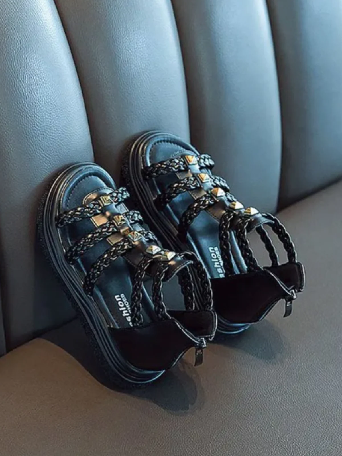 Trendy Girls' Braided Gladiator Sandals - Stylish and Comfortable By Liv and Mia - Image 5