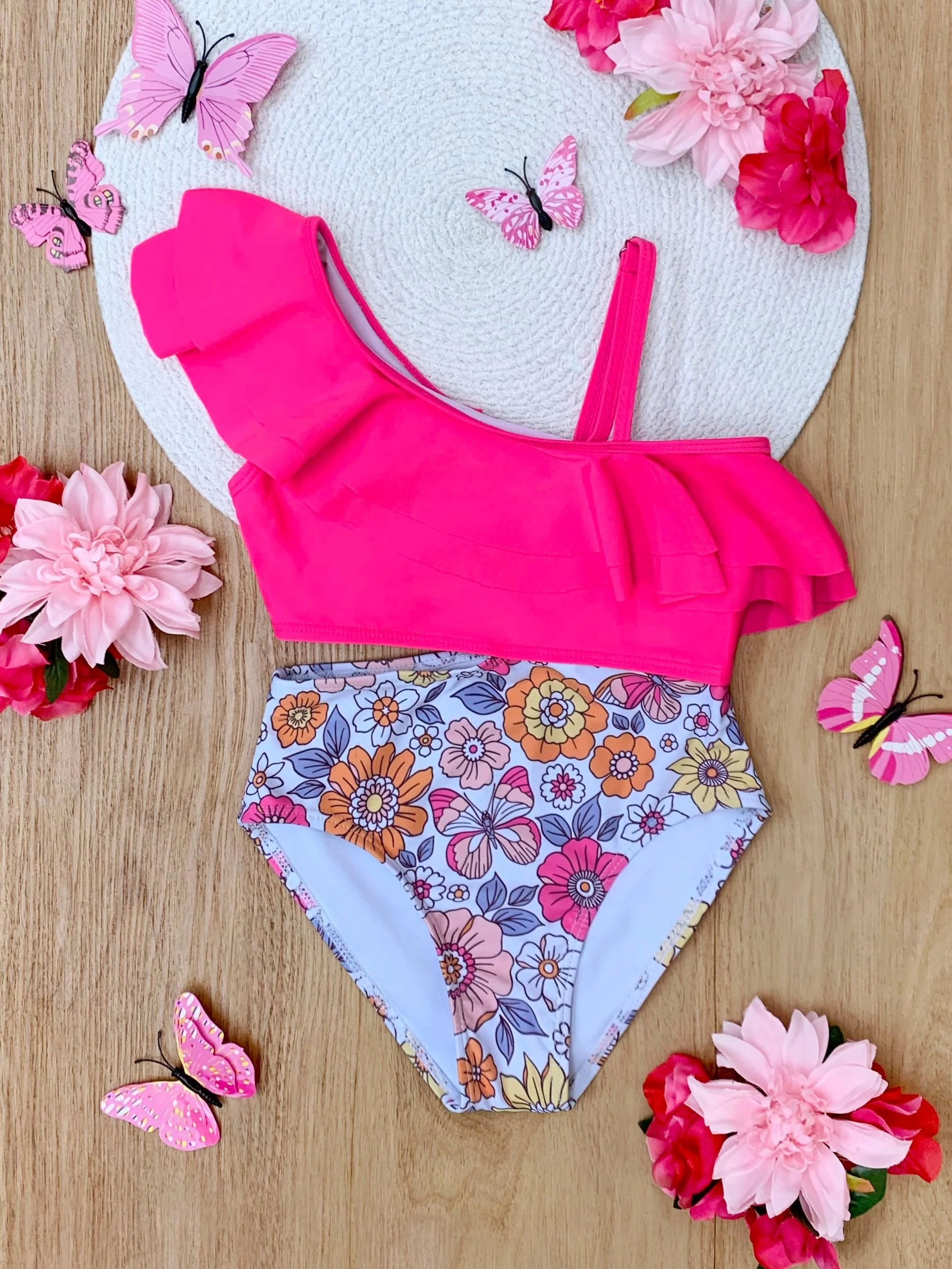 Tropical Bloom One-Shoulder One-Piece Swimsuit - Image 3