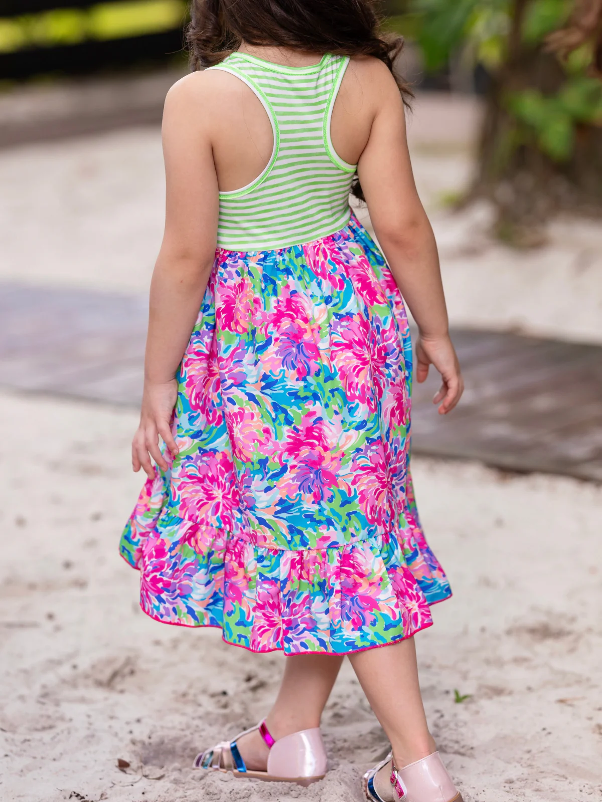 Tropical Bloom Sleeveless Hi-Lo Dress - Image 4