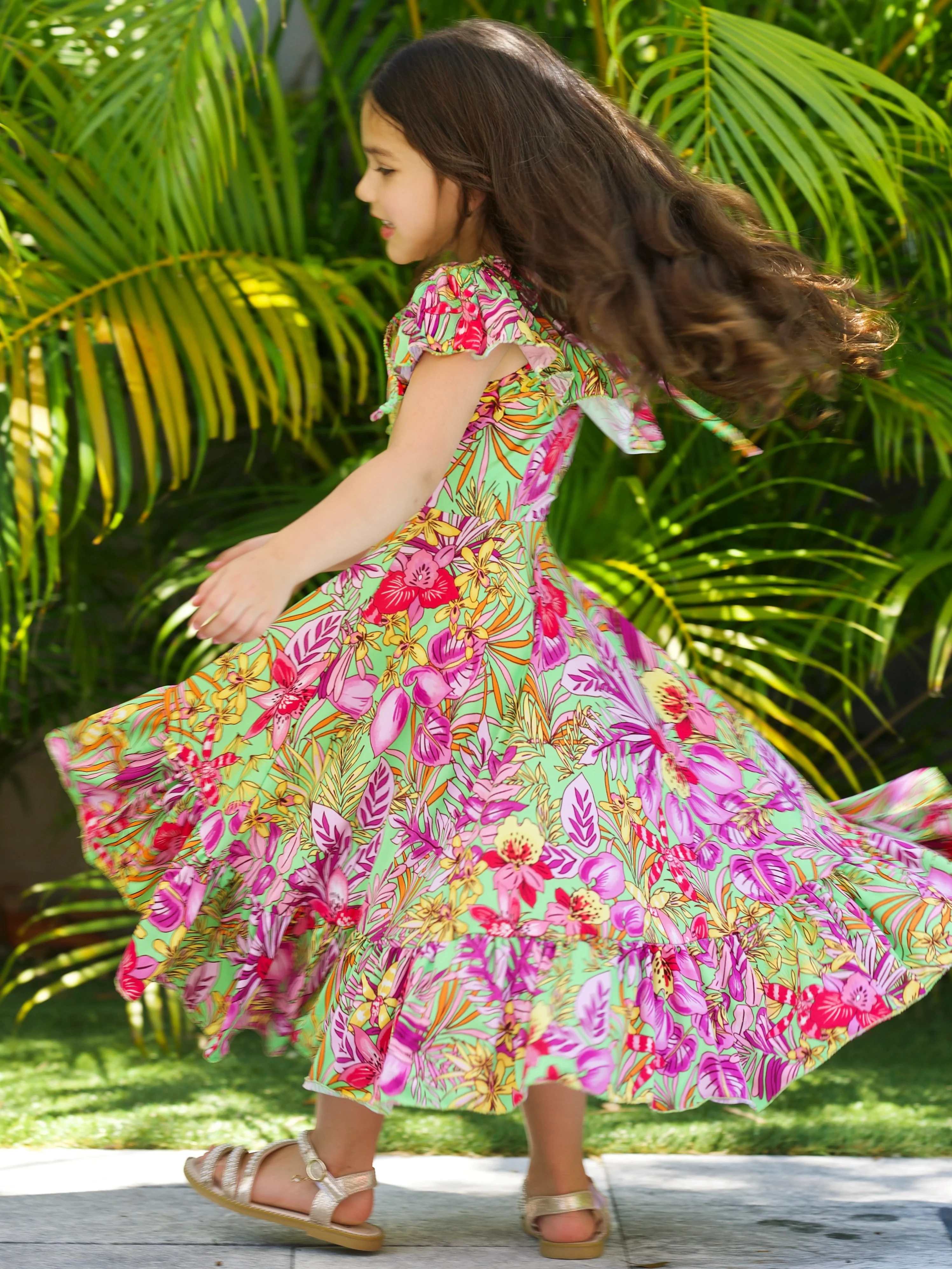 Tropical Florals Casual Hi-Lo Dress - Image 3