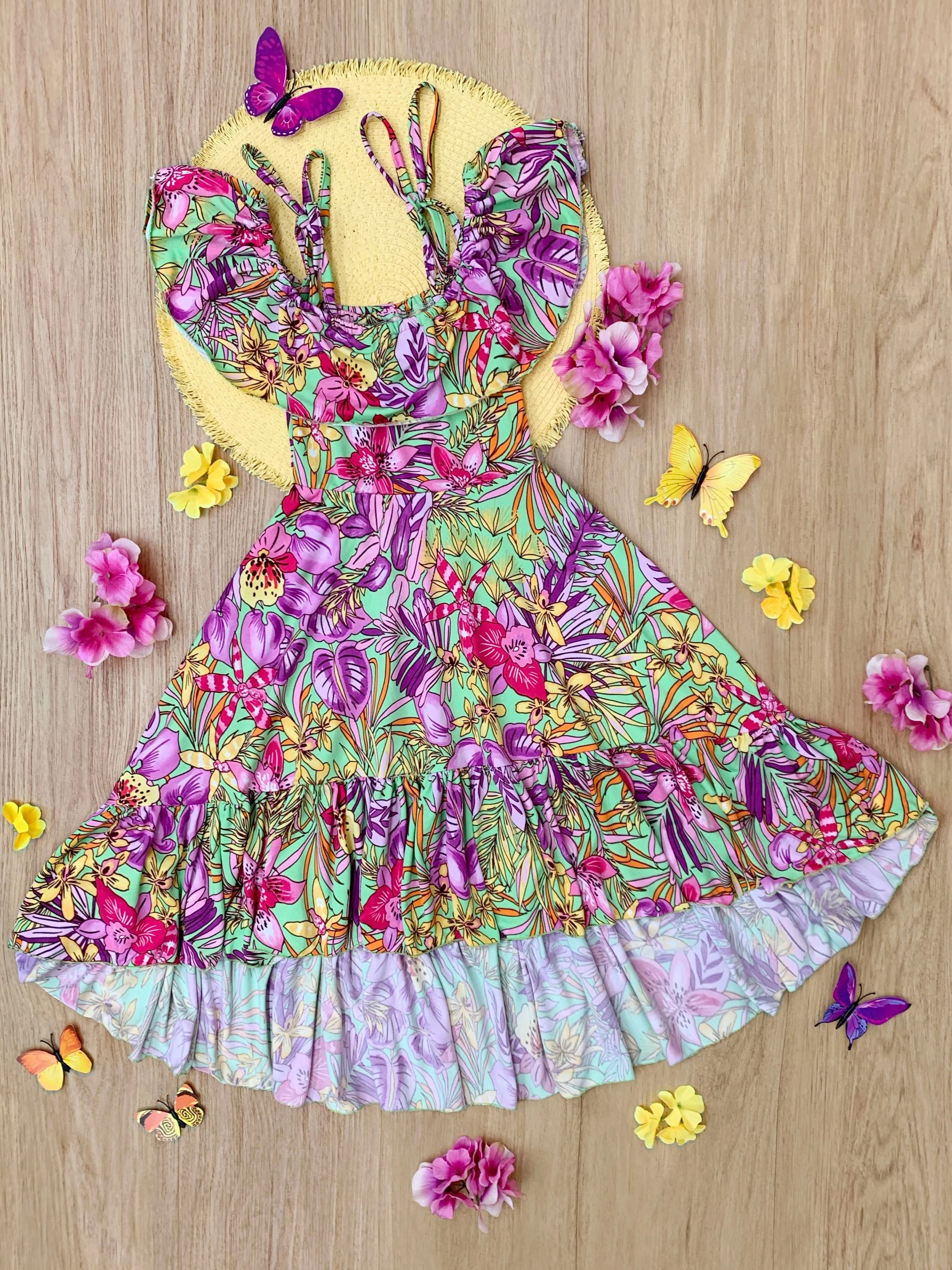 Tropical Florals Casual Hi-Lo Dress - Image 4