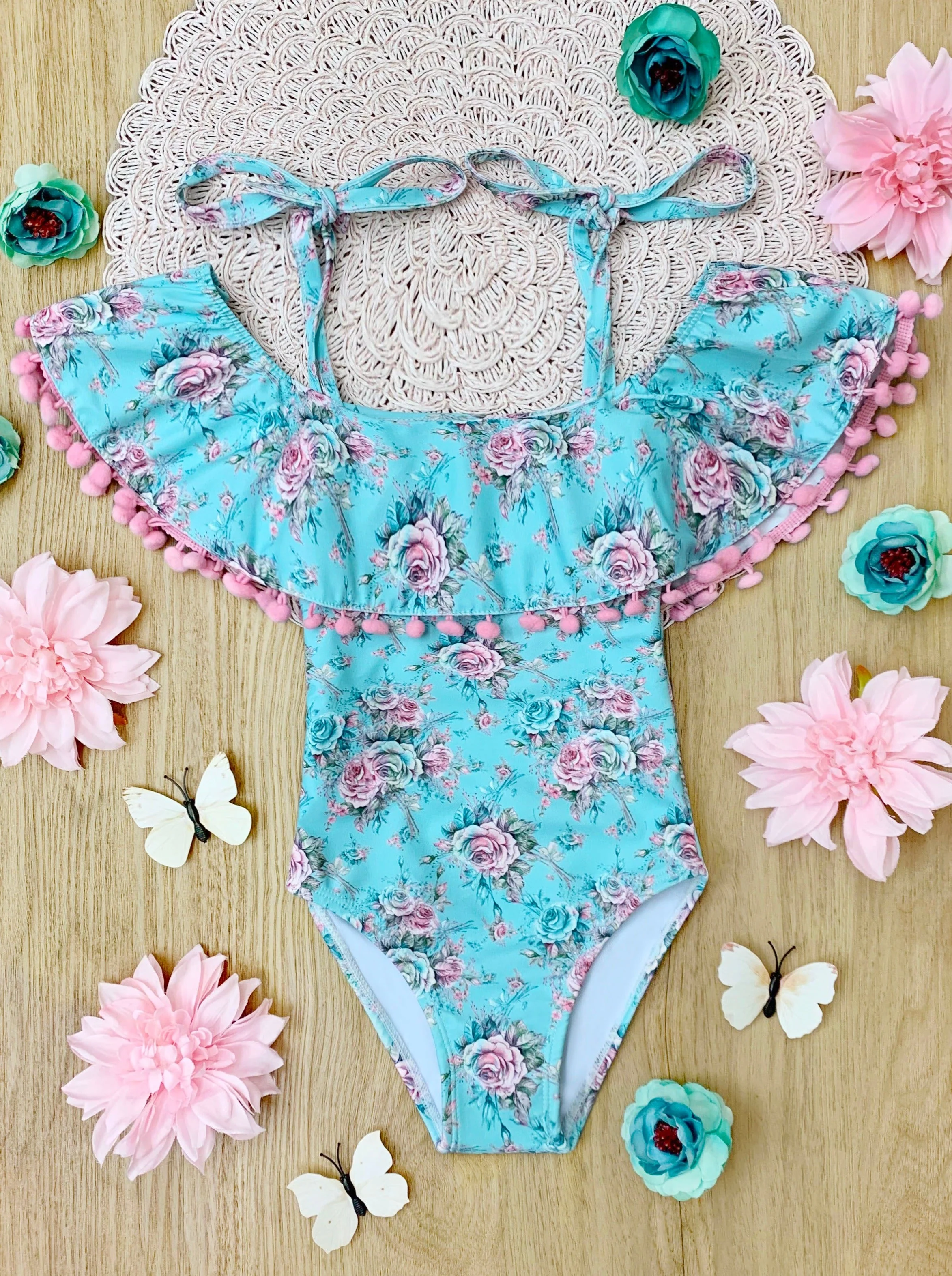 Rose Paradise Off The Shoulder One Piece Swimsuit - Image 2