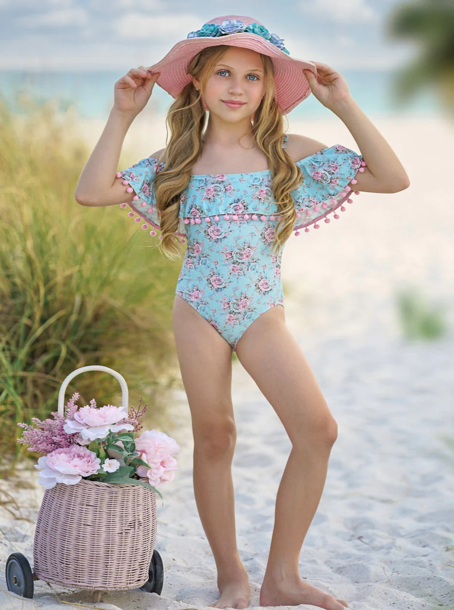 Rose Paradise Off The Shoulder One Piece Swimsuit - Image 3