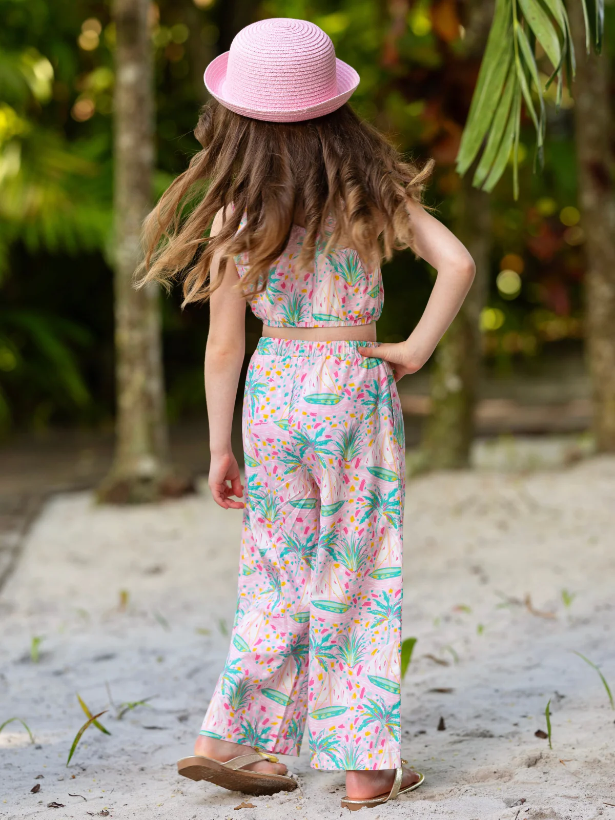 Tropical Paradise One-Shoulder Top and Palazzo Pants Set - Image 6
