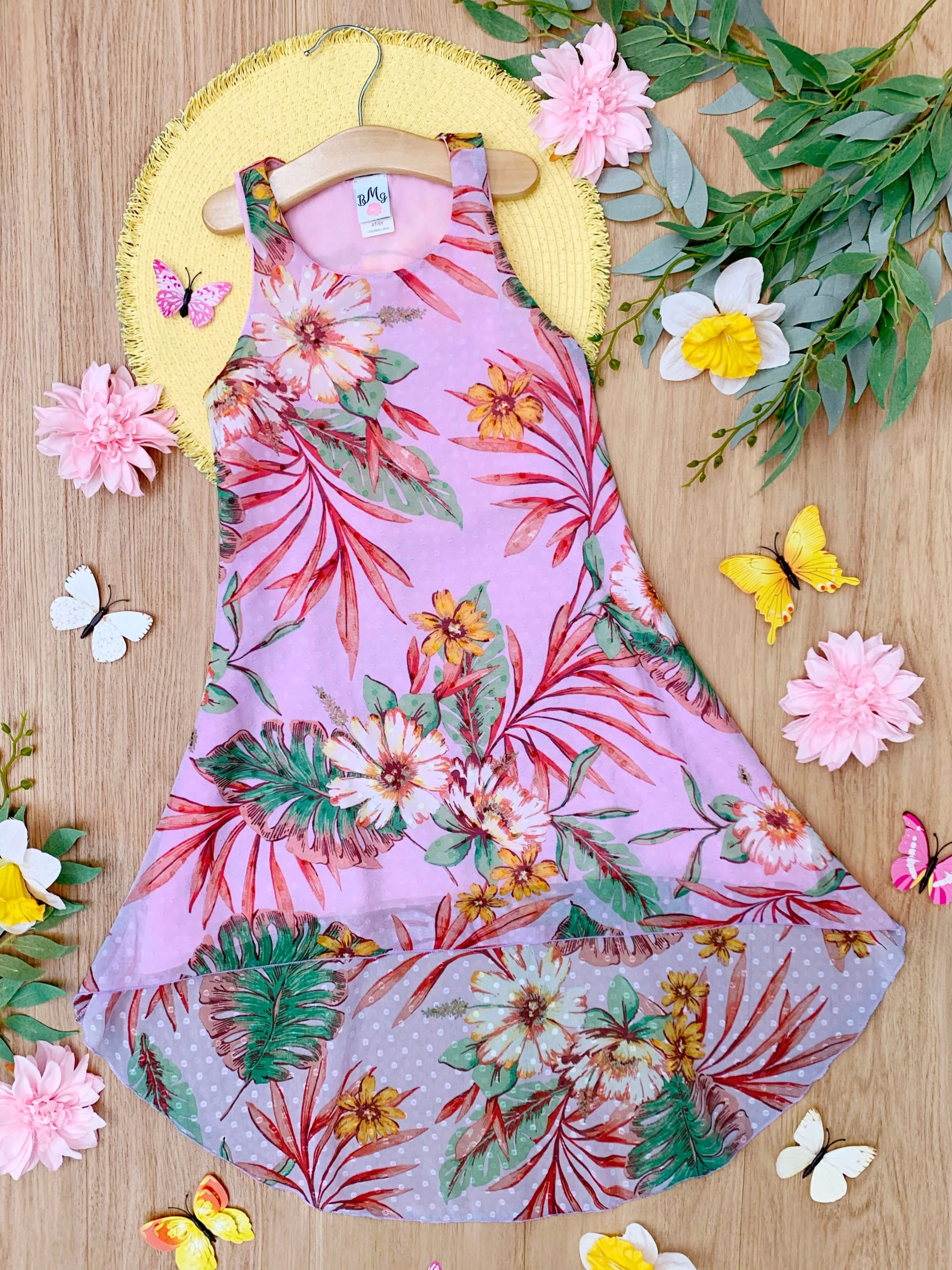 Tropical Botanicals Sleeveless Hi-Lo Dress - Image 3
