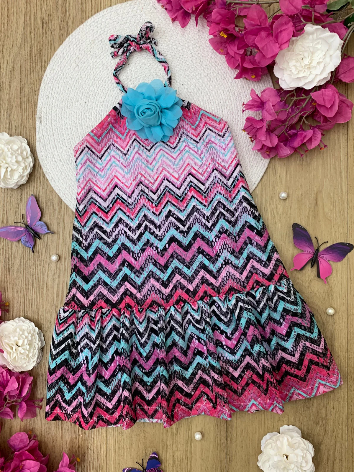 Tropical Tides Halter Ruffle Dress - Image 4