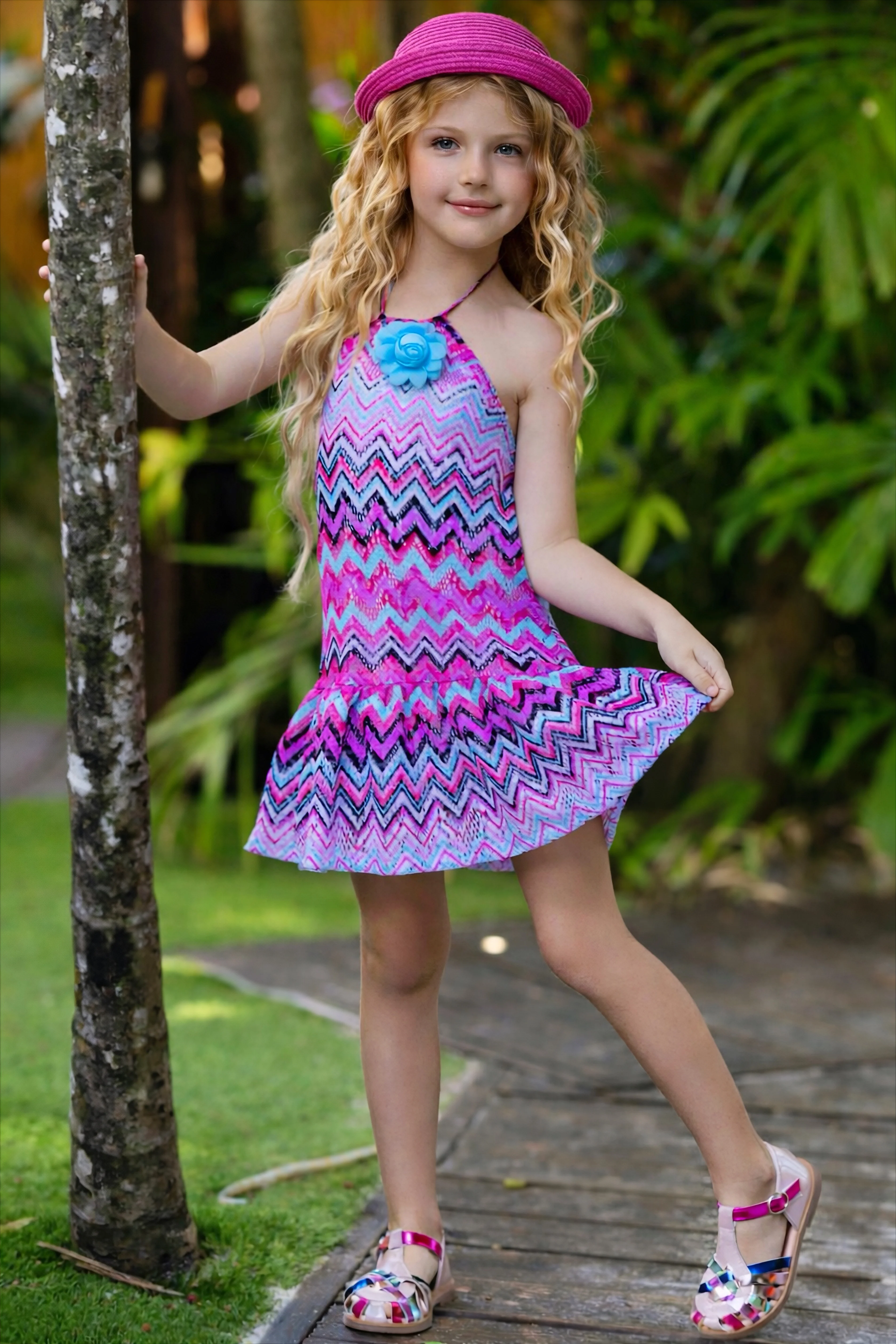 Tropical Tides Halter Ruffle Dress - Image 6