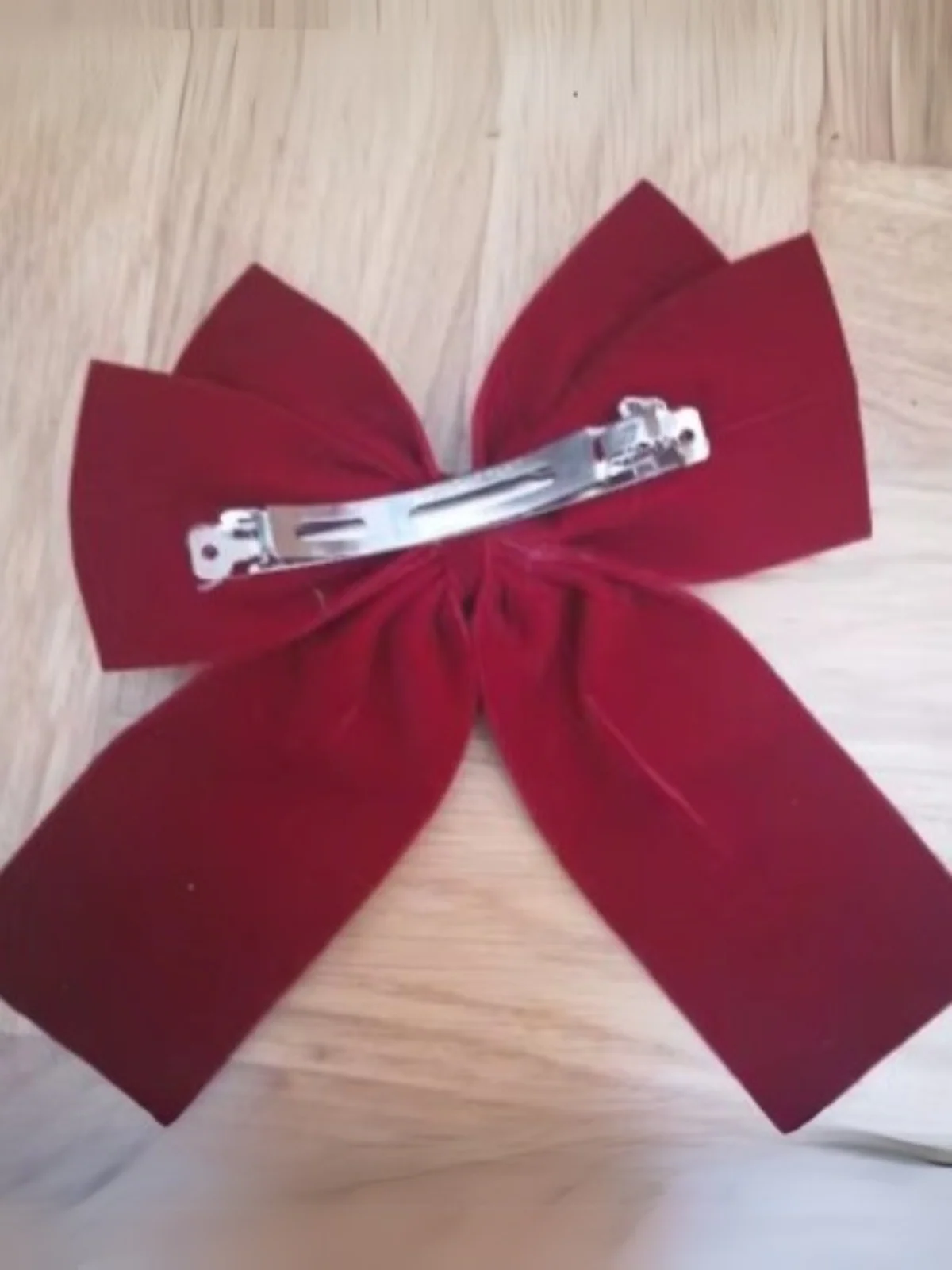Truly Fancy Finish Red Velvet Hair Bow - Image 3