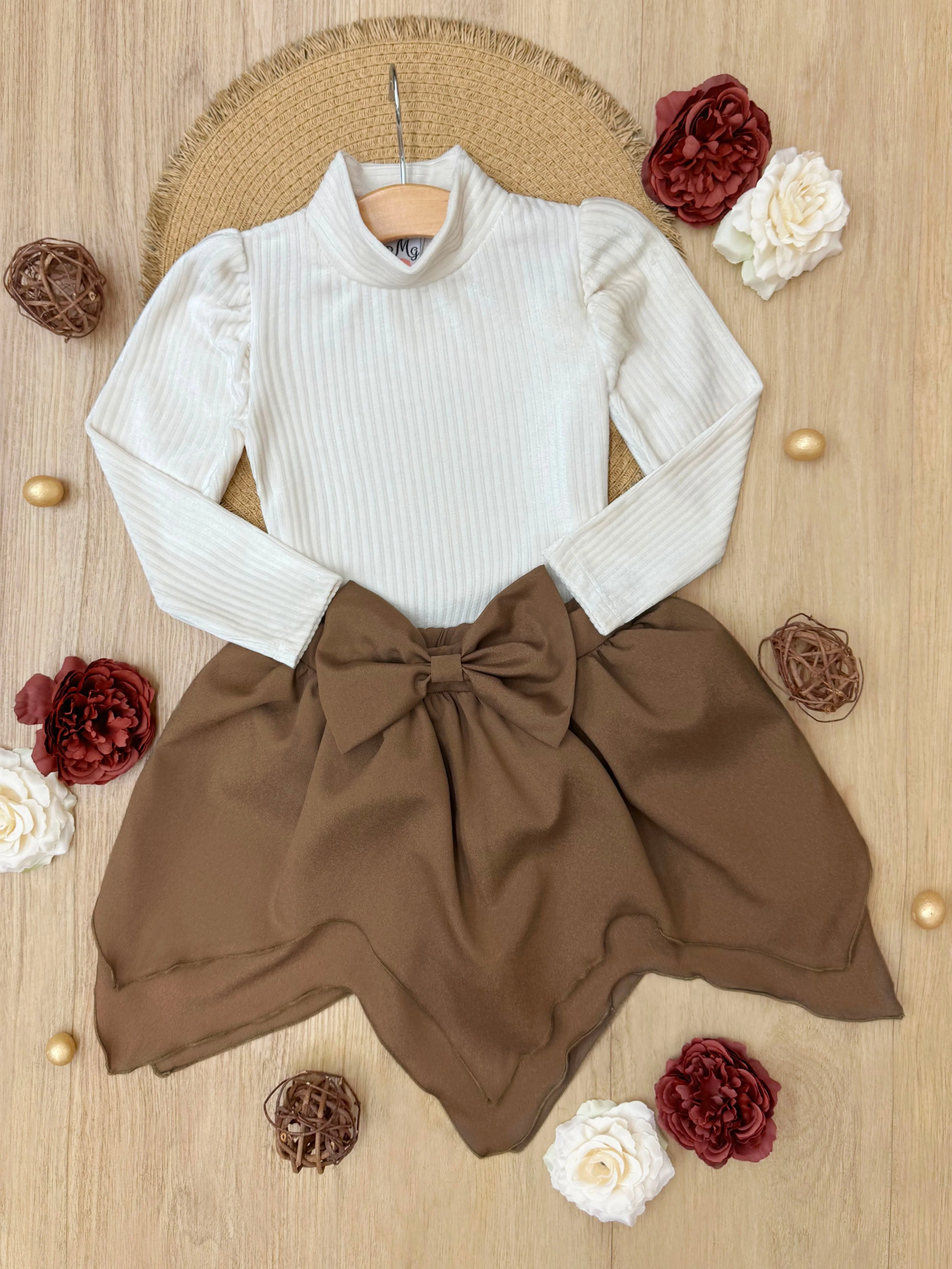 Ribbed Long Sleeve Top and Hankerchief Skirt Set - Image 5