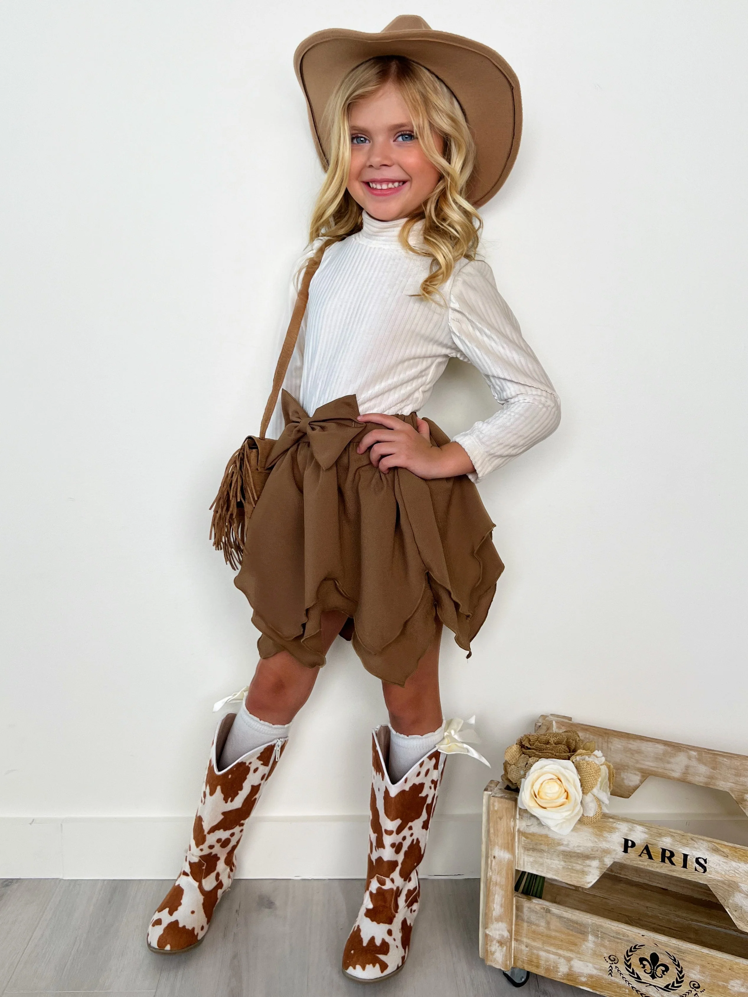 Ribbed Long Sleeve Top and Hankerchief Skirt Set - Image 6
