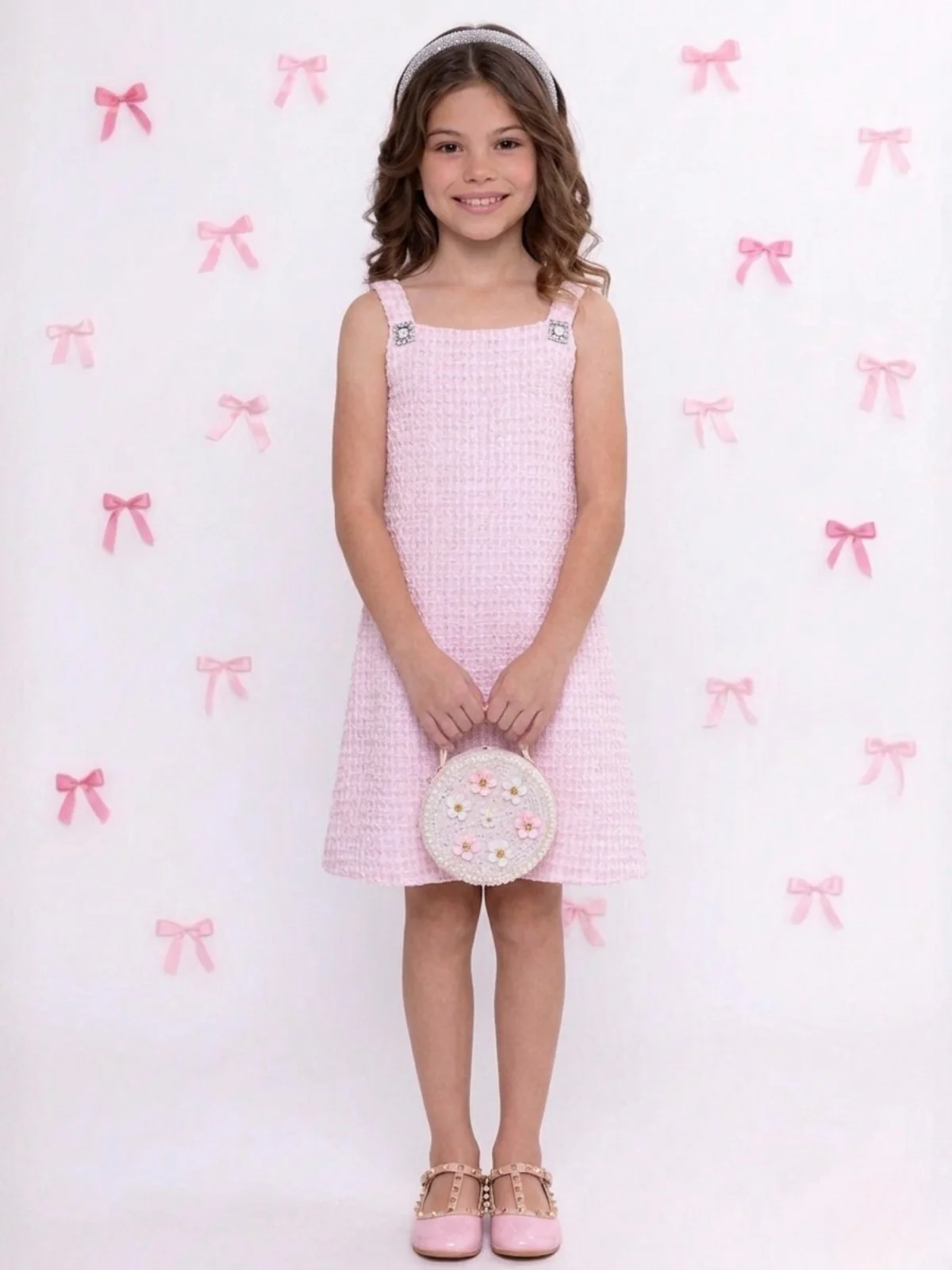 Tweed Charm Double Bow Spring Dress - Image 3