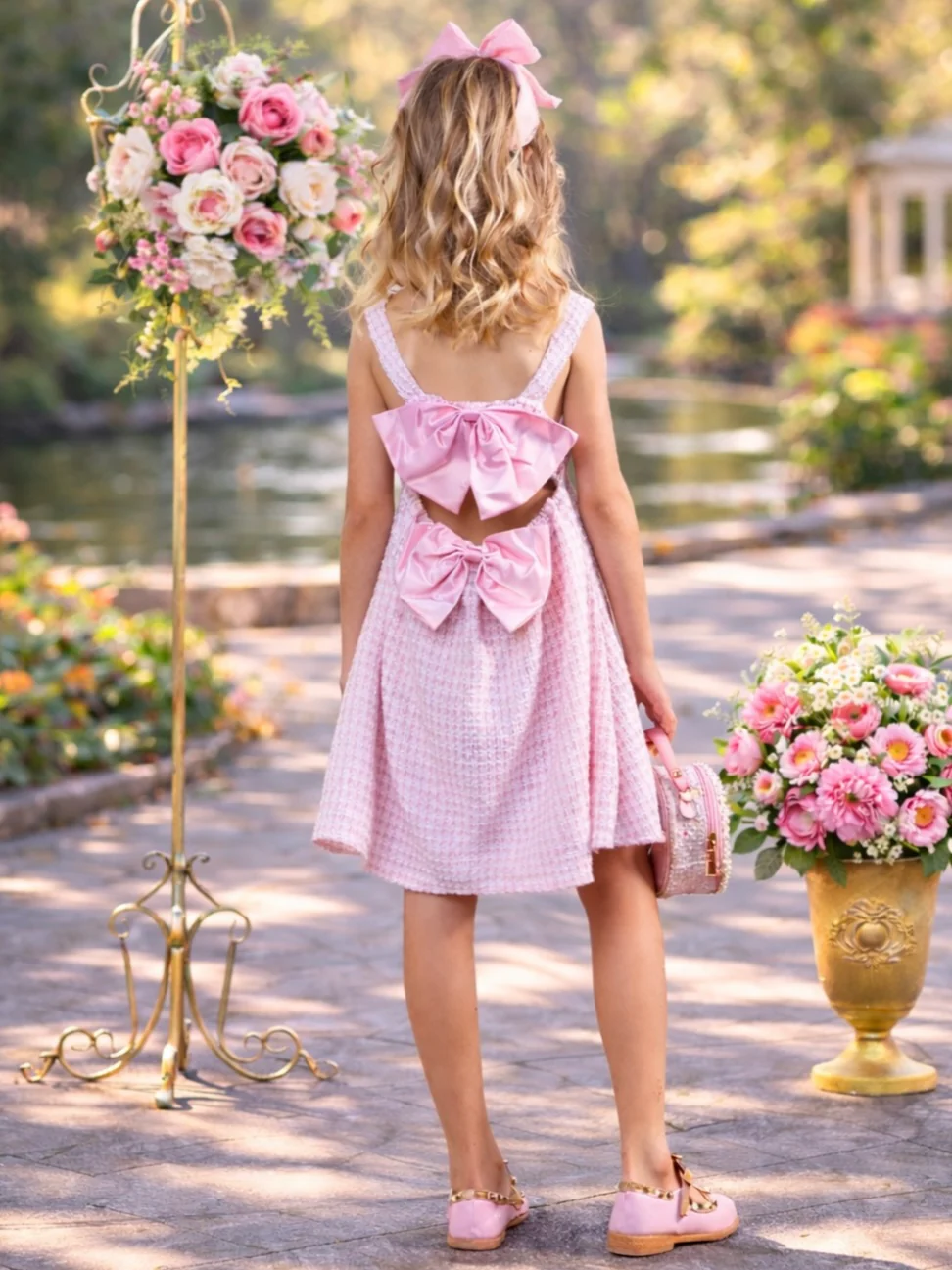Tweed Charm Double Bow Spring Dress - Image 7