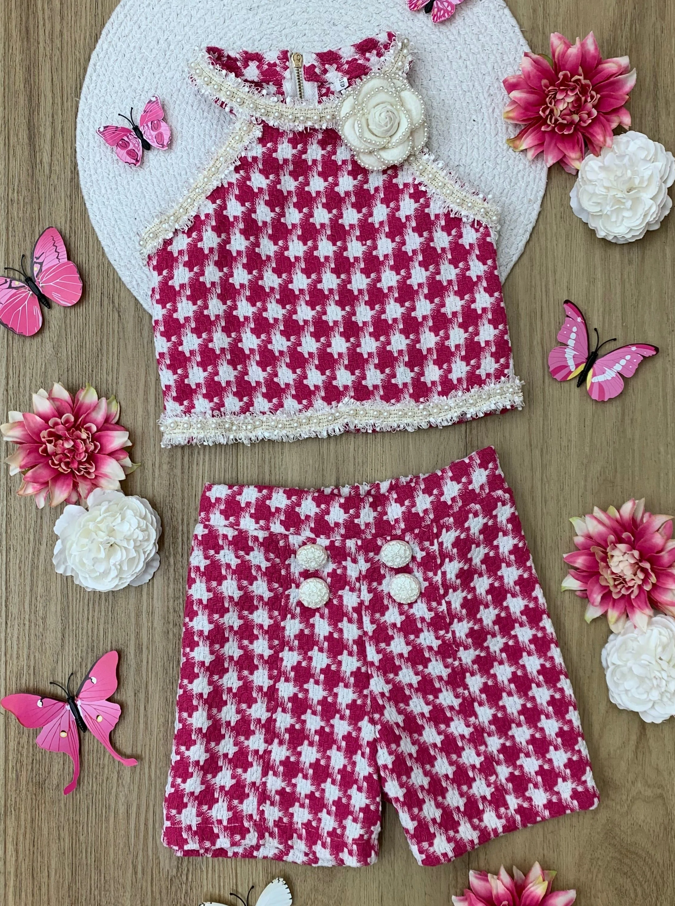 Picnics and Photoshoots Houndstooth Tweed Top and Short Set - Image 6