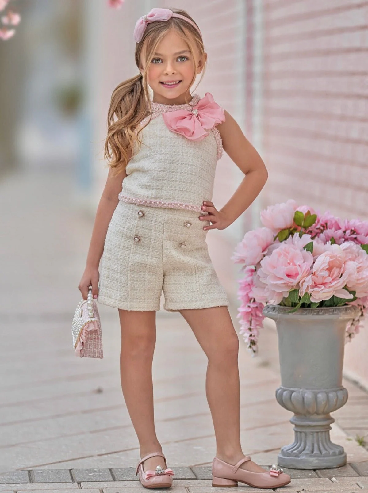 Confident Little Diva Halter Tweed Top and Short Set - Image 3