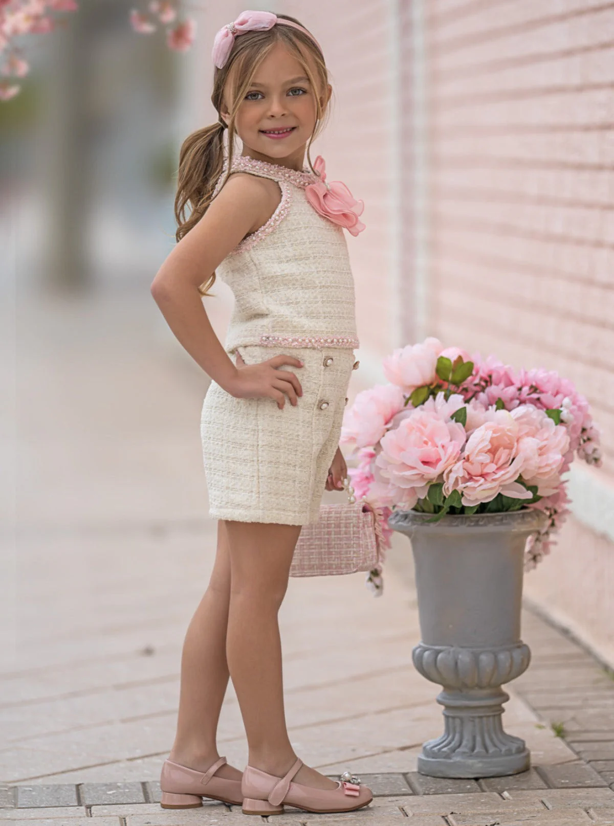 Confident Little Diva Halter Tweed Top and Short Set - Image 6