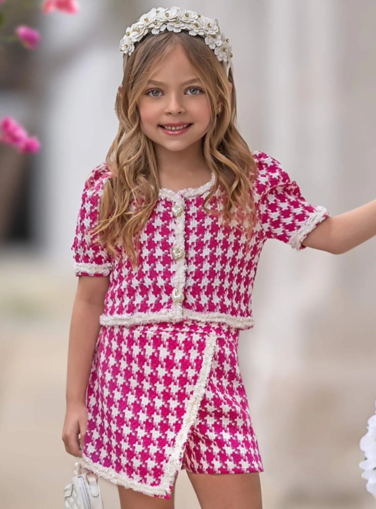 It's Fun To Be Chic Houndstooth Tweed Top and Skort Set - Image 4