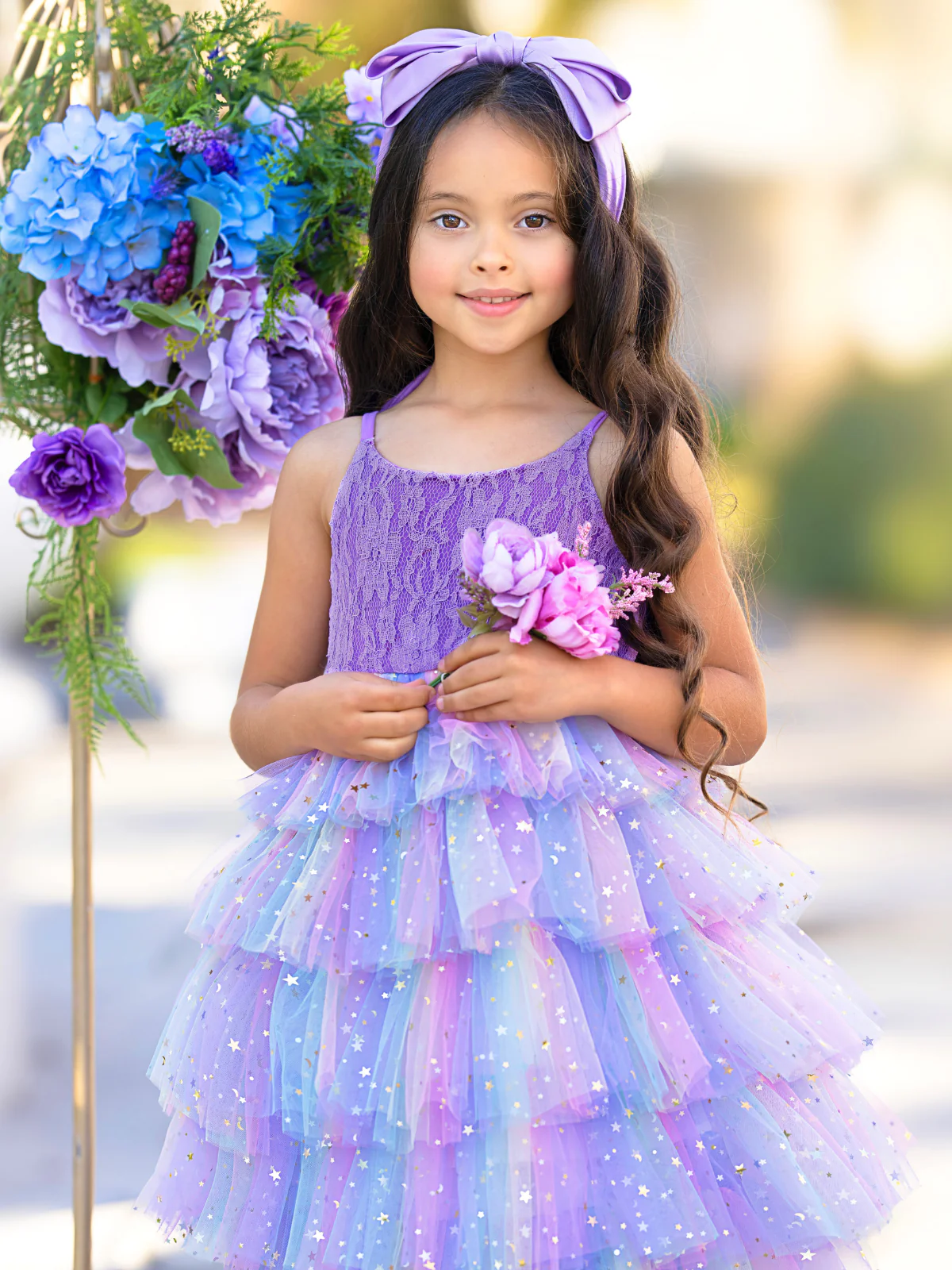 Springtime Fairy Lace and Stars Tiered Tutu Dress - Image 2