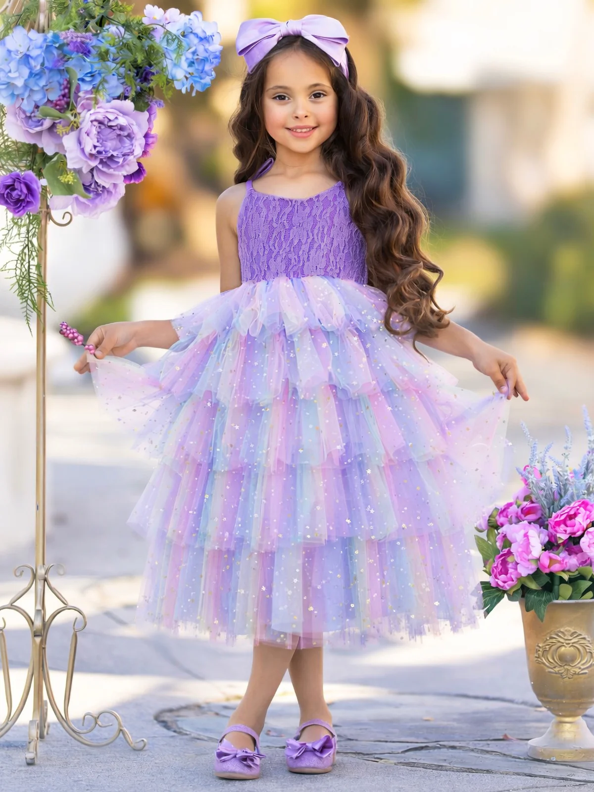 Springtime Fairy Lace and Stars Tiered Tutu Dress - Image 3