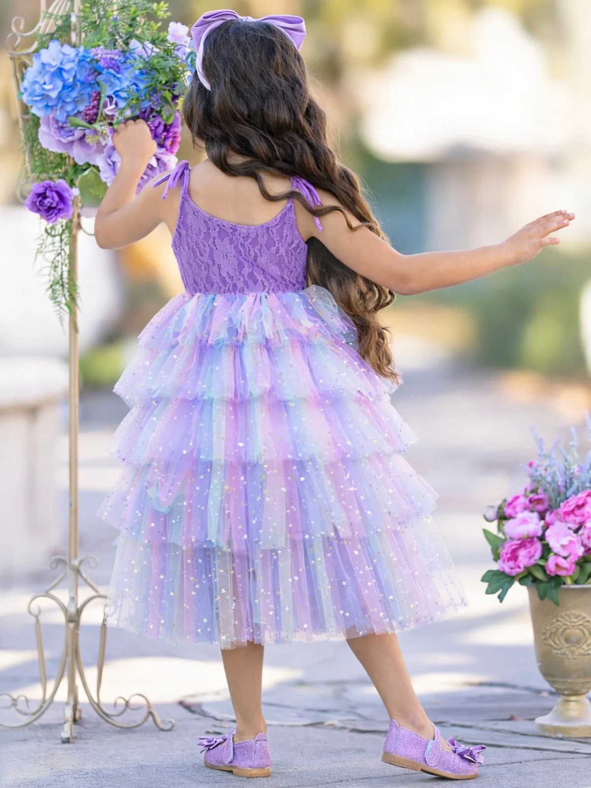 Springtime Fairy Lace and Stars Tiered Tutu Dress - Image 4