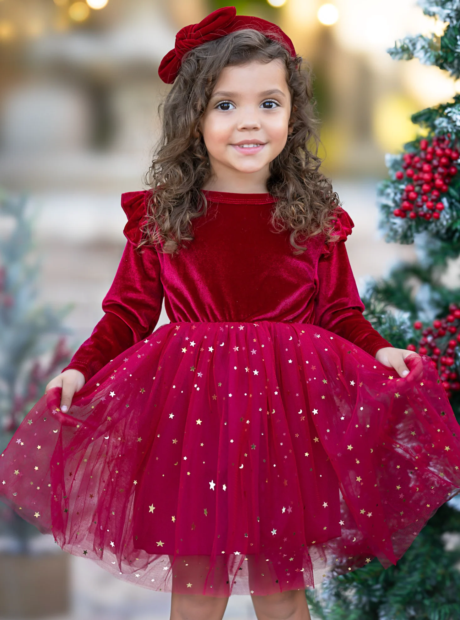 Twinkle and Twirl Starry Velvet Tutu Dress - Image 3