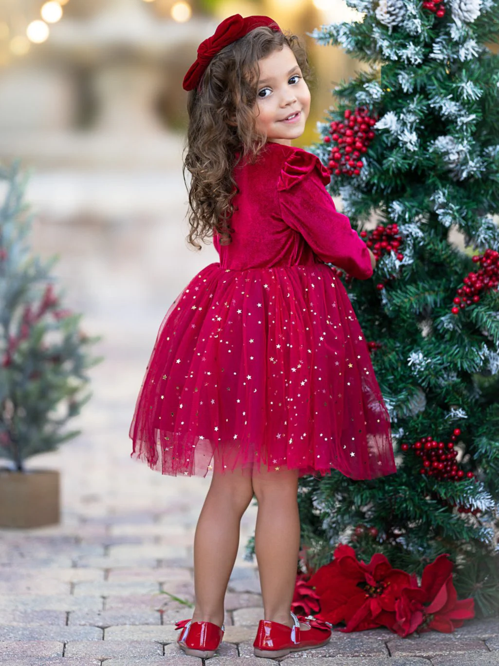 Twinkle and Twirl Starry Velvet Tutu Dress - Image 5