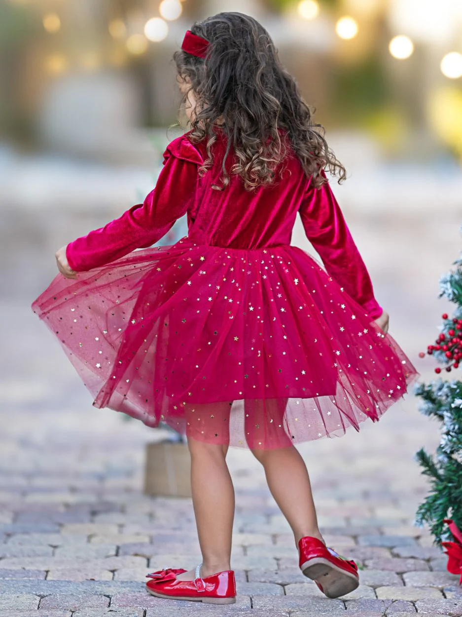 Twinkle and Twirl Starry Velvet Tutu Dress - Image 6