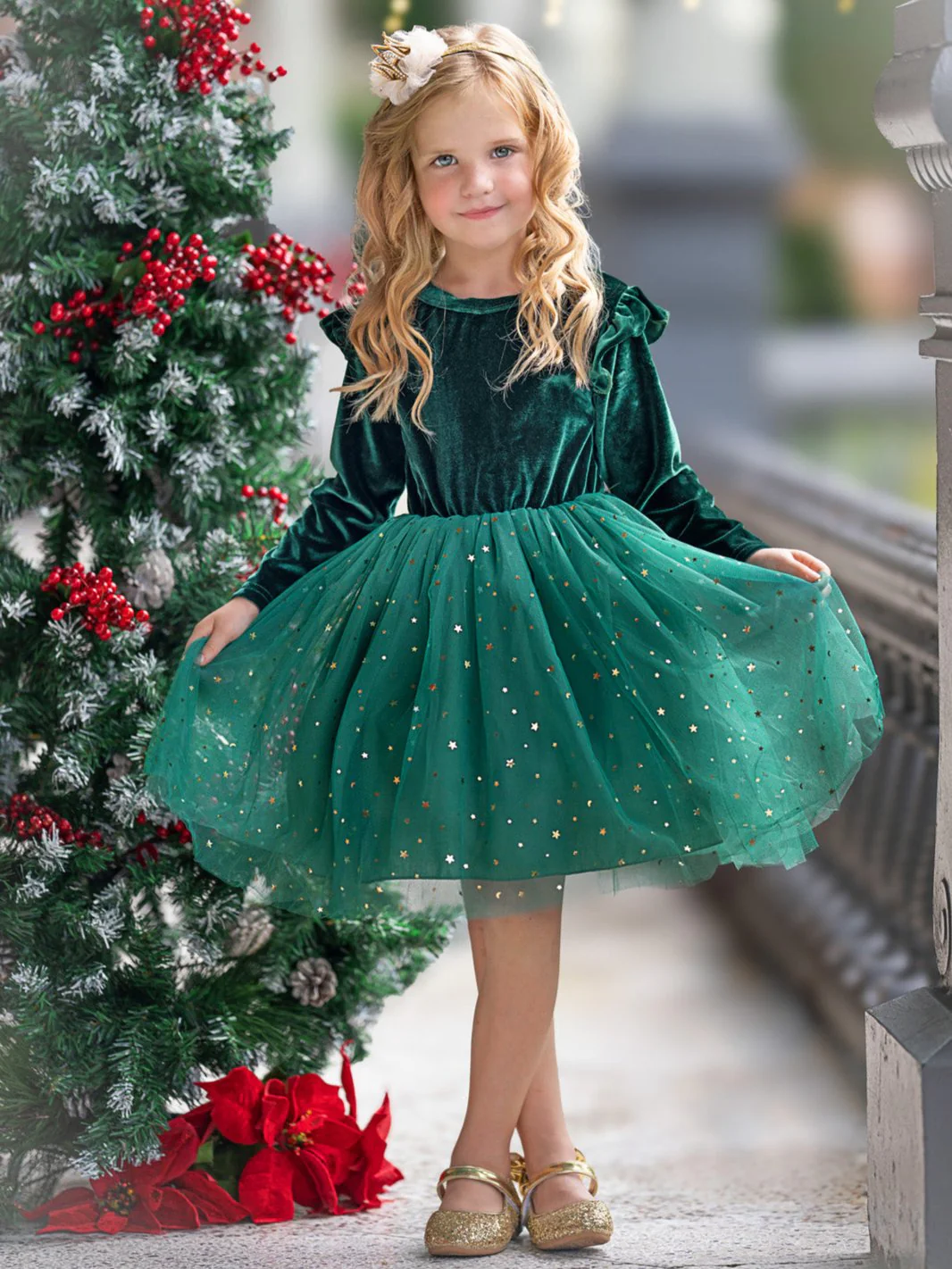 Twinkle and Twirl Starry Velvet Tutu Dress - Image 7