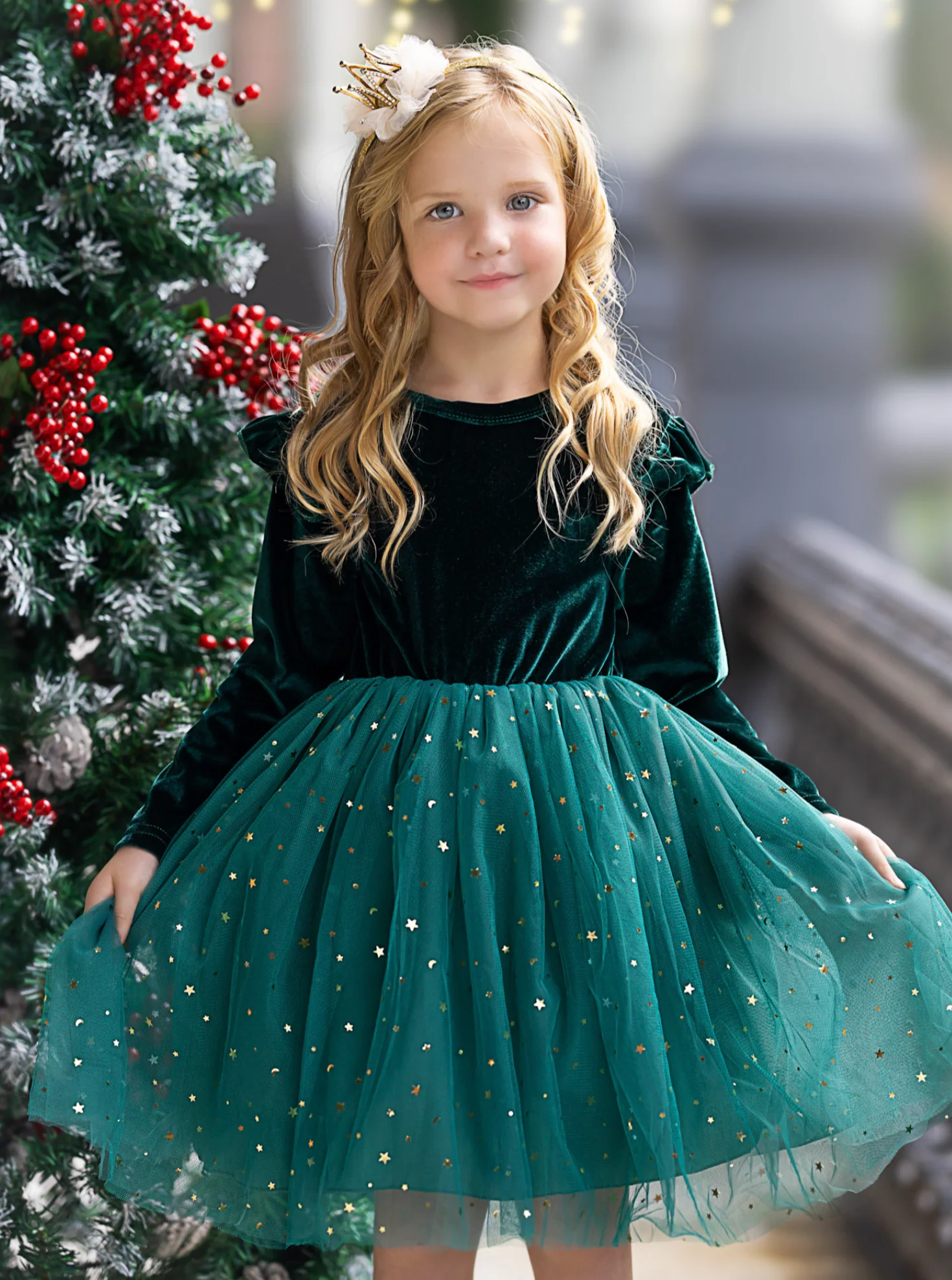Twinkle and Twirl Starry Velvet Tutu Dress - Image 8