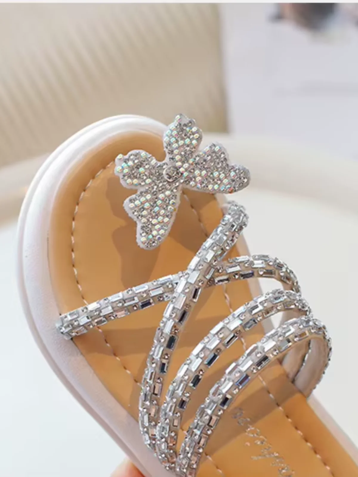 Twinkle Flutter Butterfly Rhinestone Strappy Slide Sandal - Image 3