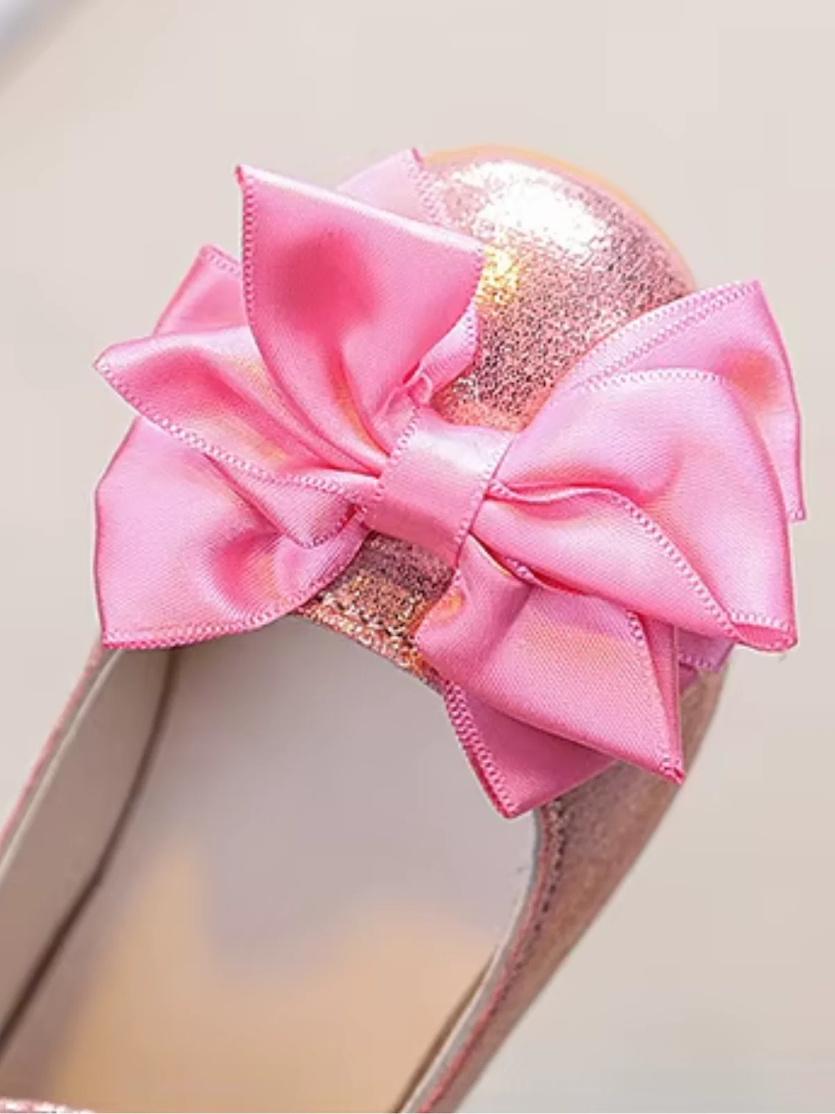 Princess Glow Bow Shimmer Ankle Strap Dress Flat - Image 5