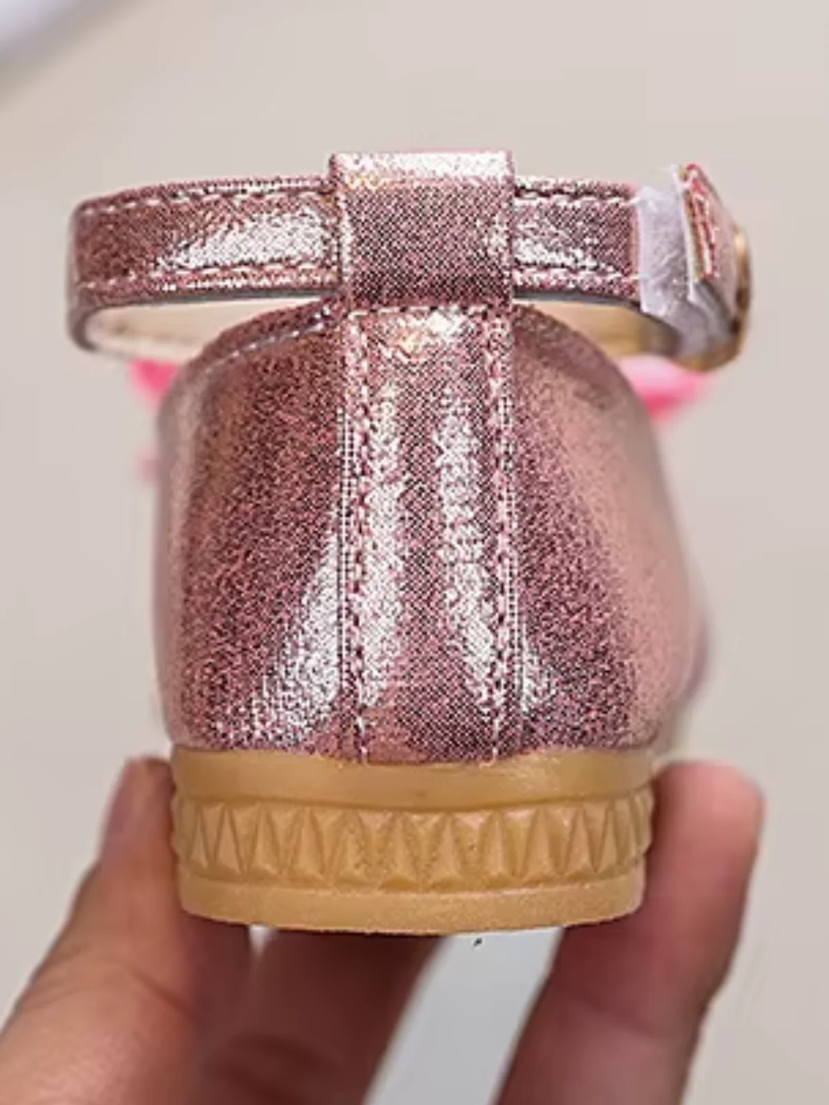 Princess Glow Bow Shimmer Ankle Strap Dress Flat - Image 7
