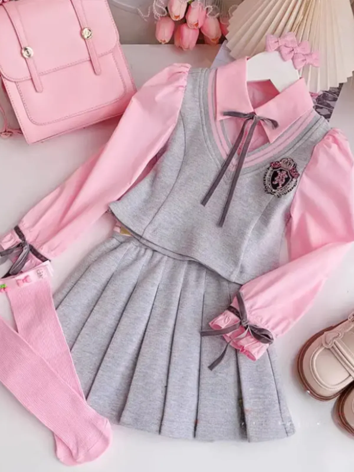 Elegant School Uniform Pleated Skirt Set - Image 2