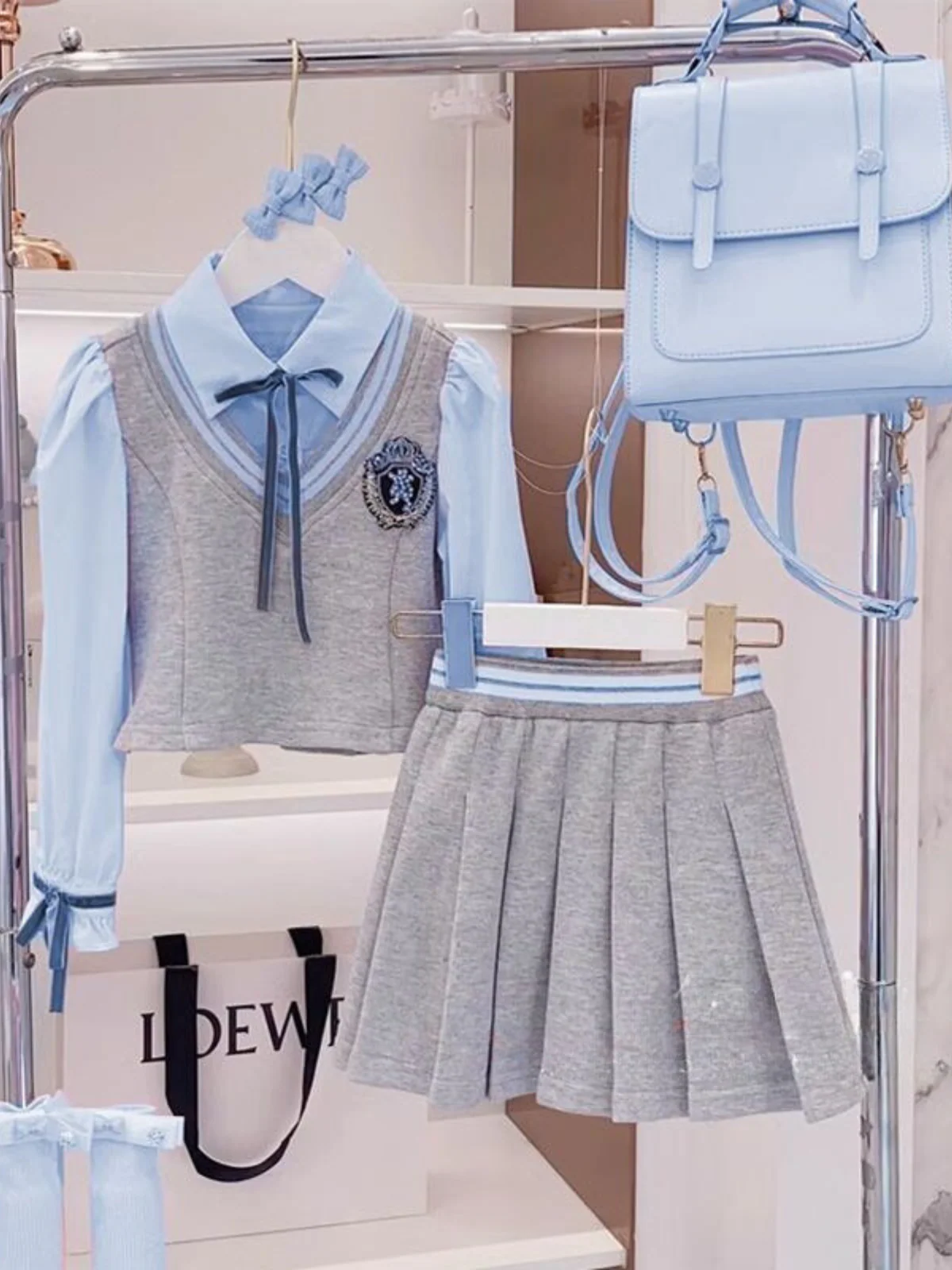 Elegant School Uniform Pleated Skirt Set - Image 5