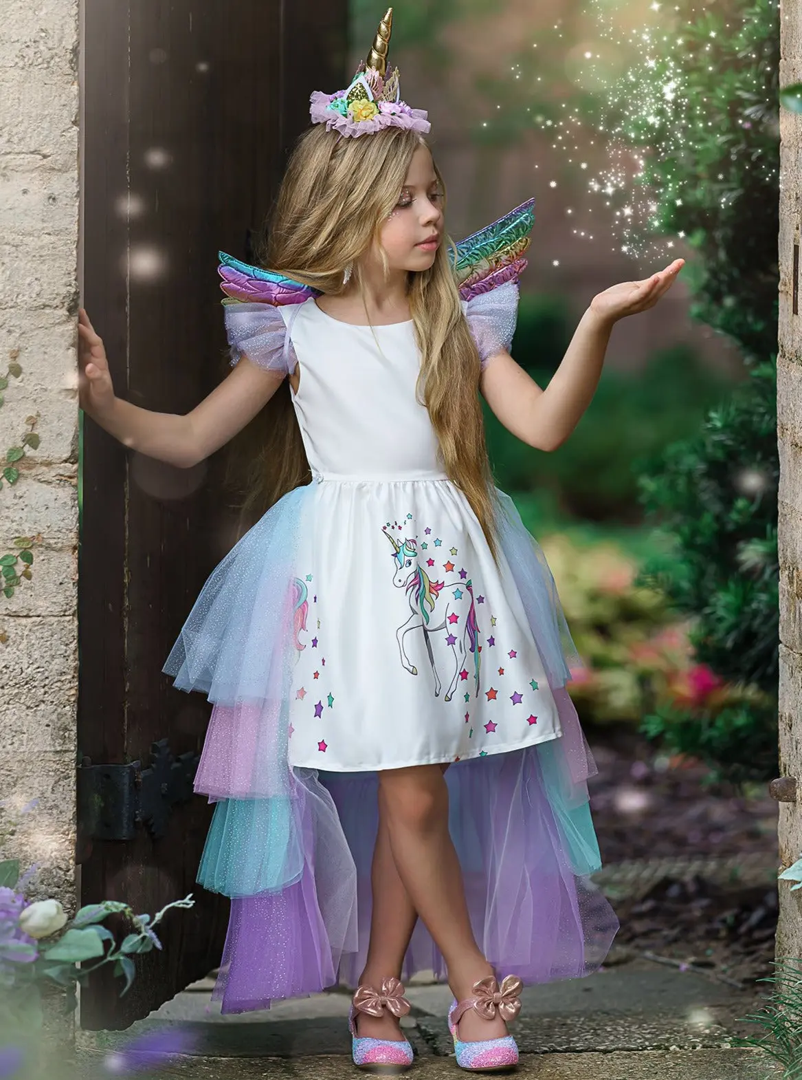 Girls Unicorn Princess Tulle Costume Dress - Image 2