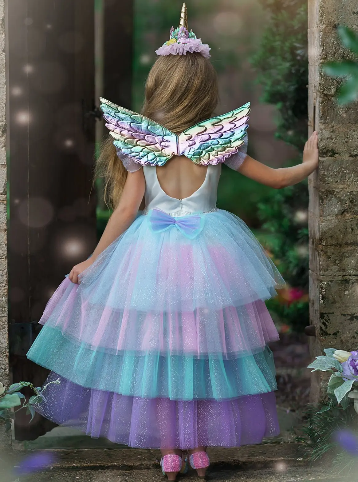 Girls Unicorn Princess Tulle Costume Dress - Image 3