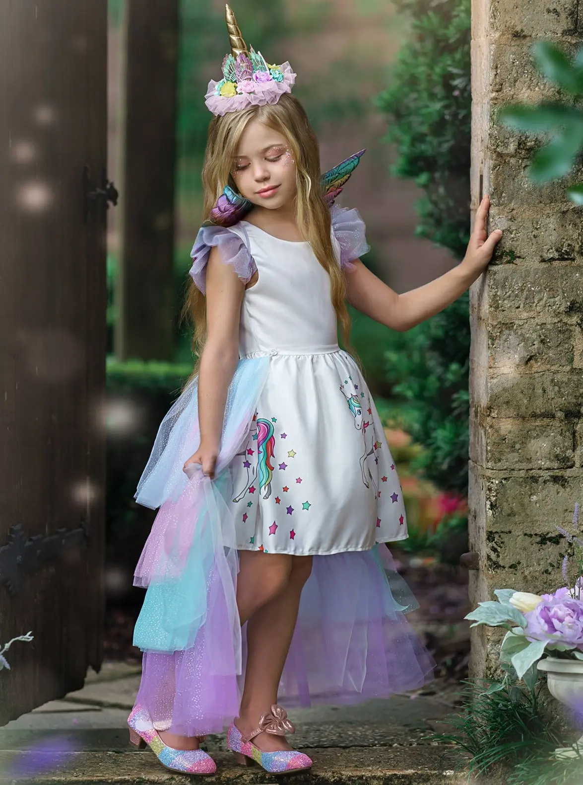 Girls Unicorn Princess Tulle Costume Dress - Image 4