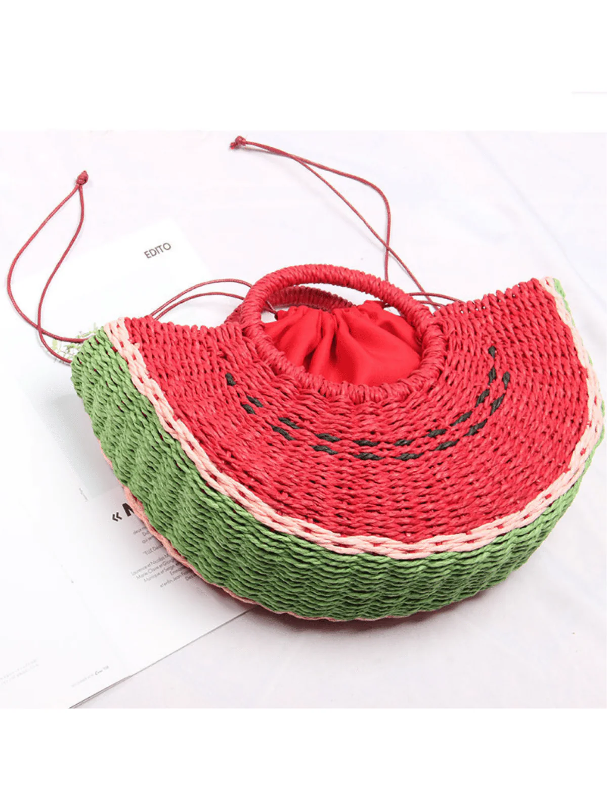 Pick Me Watermelon Straw Beach Bag - Image 3