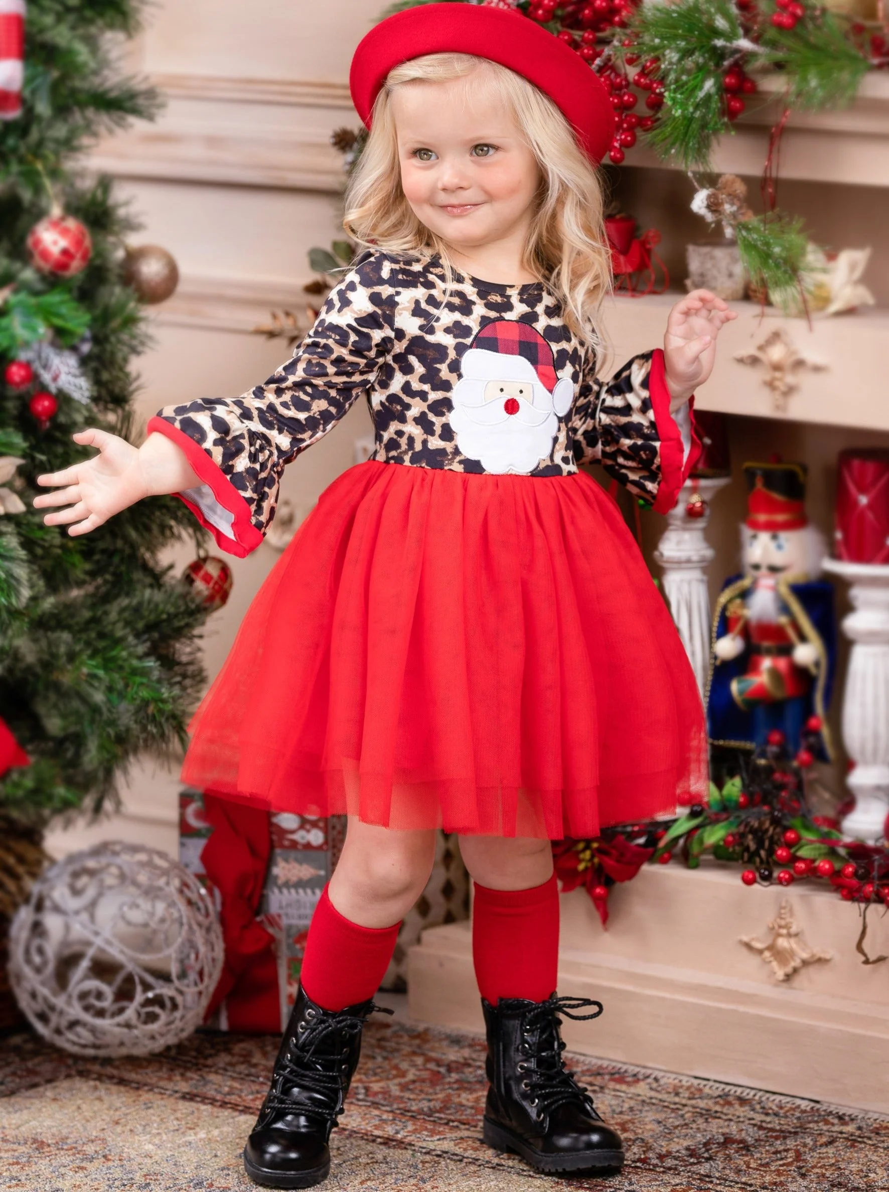 Wild For Santa Flounce Sleeve Tutu Dress - Image 2