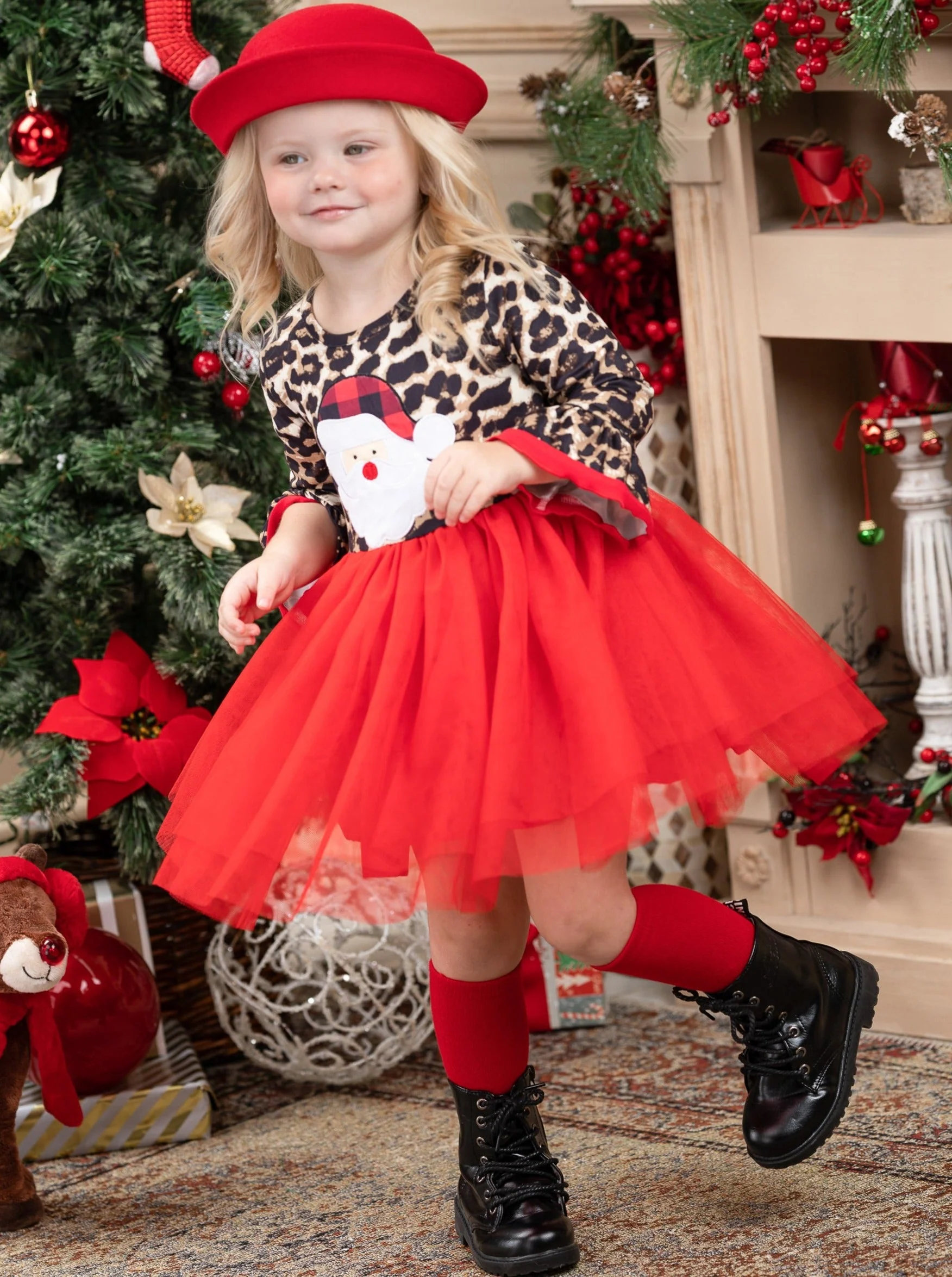 Wild For Santa Flounce Sleeve Tutu Dress - Image 3