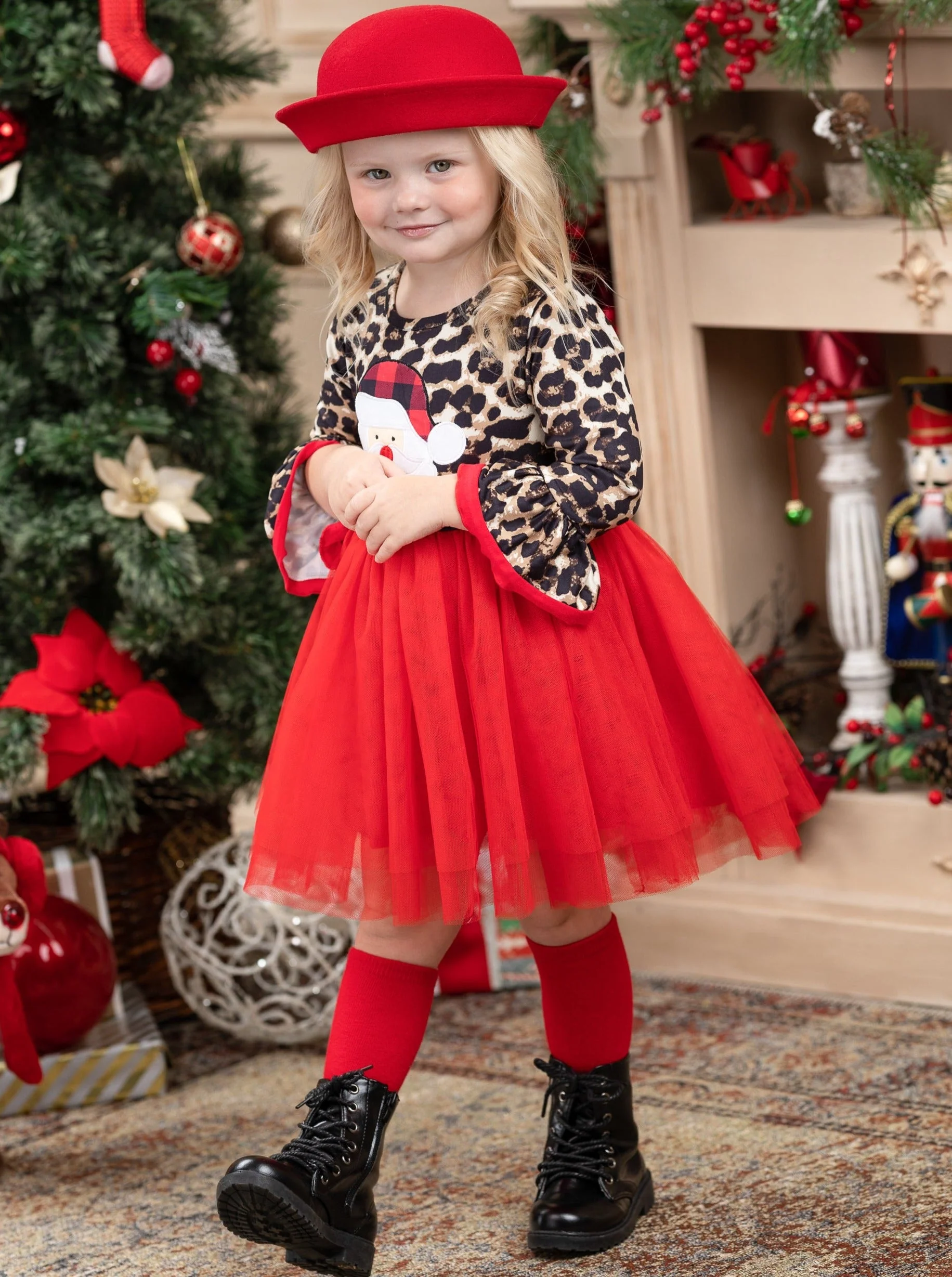 Wild For Santa Flounce Sleeve Tutu Dress - Image 4