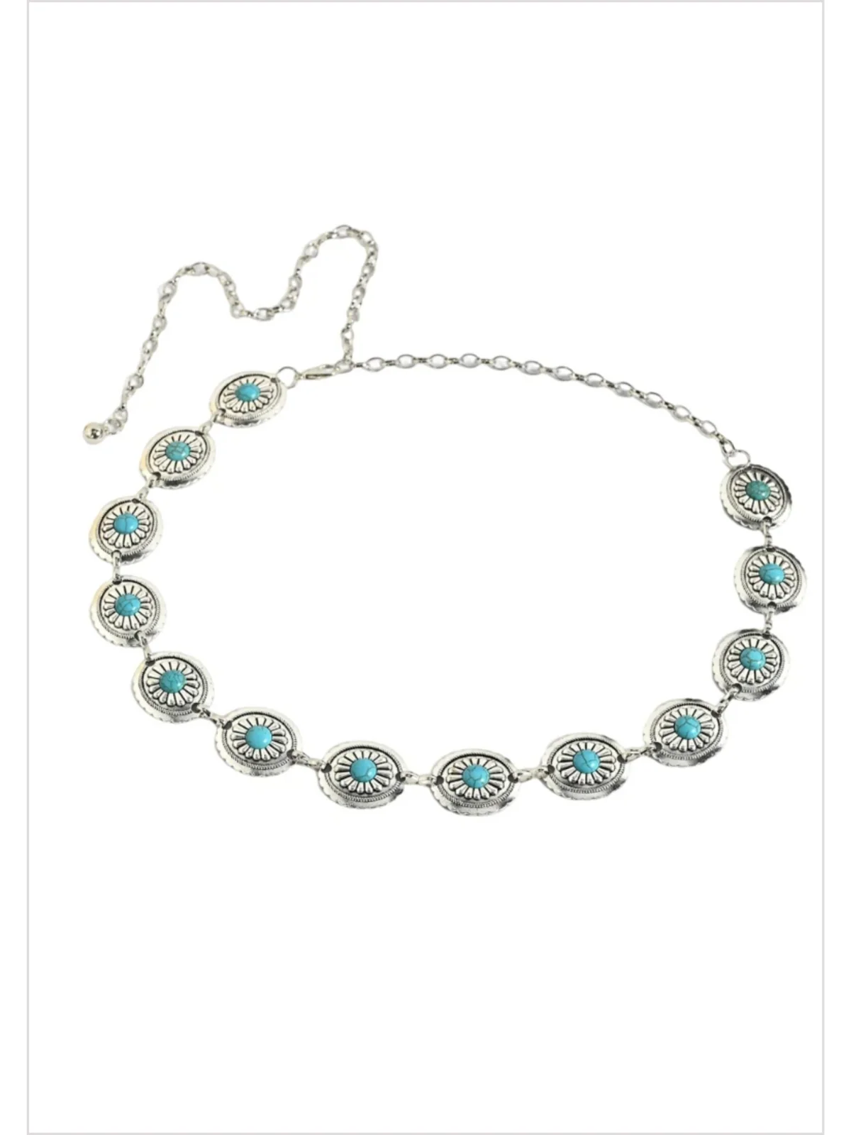 Womens Wild West Wanderer Turquoise Chain Belt - Image 3