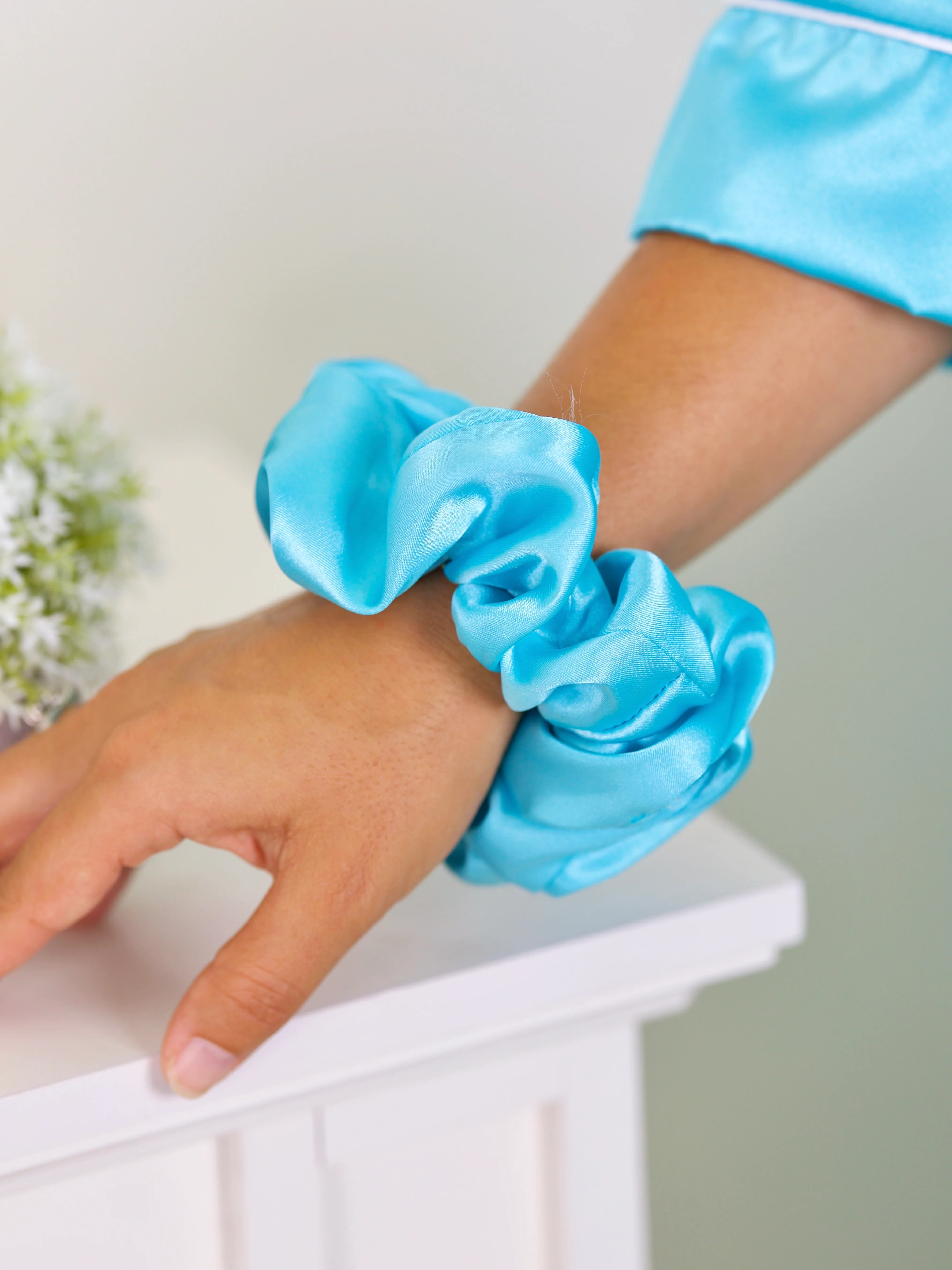 Turquoise Silk Scrunchie - Image 2