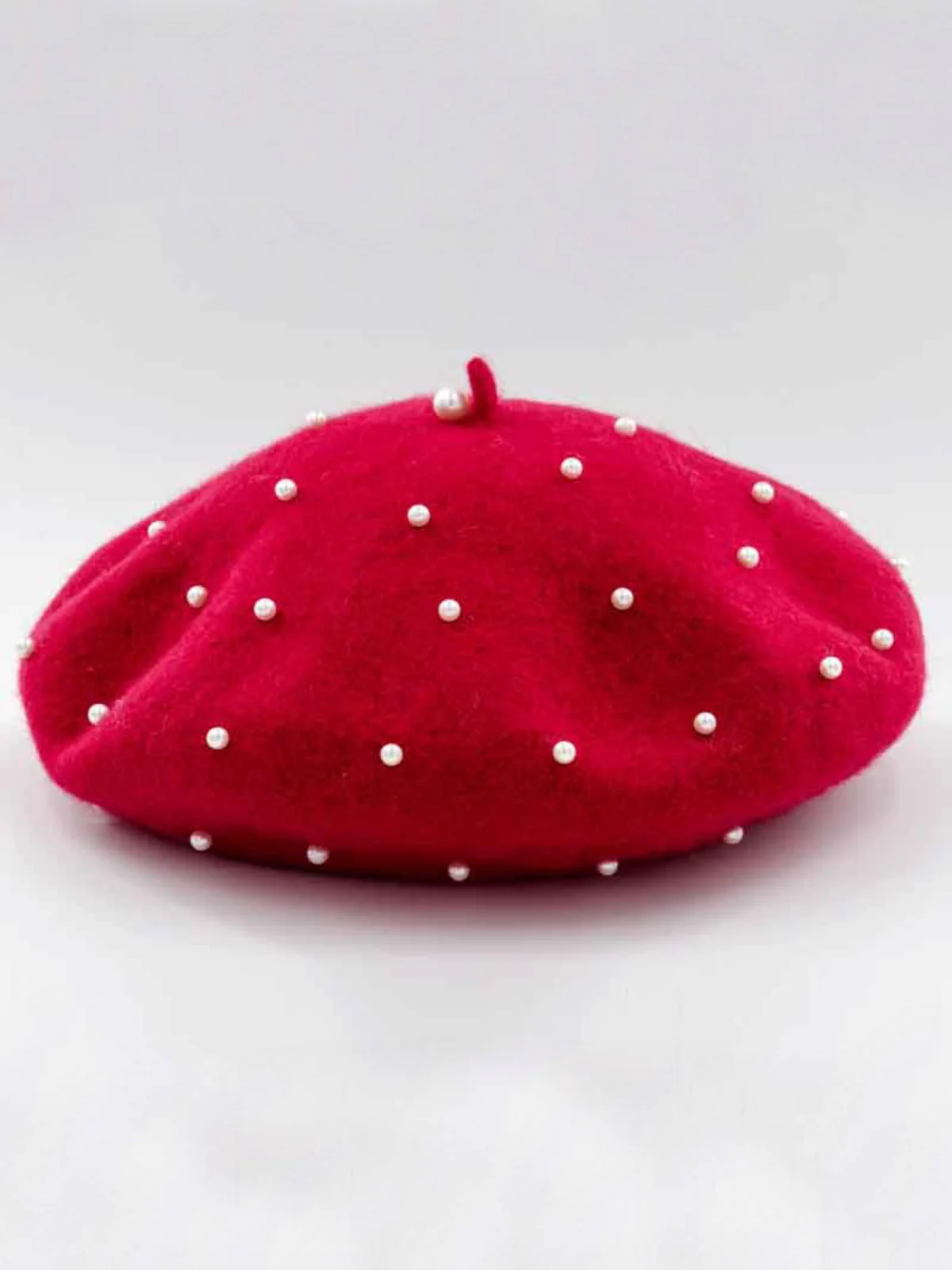 Tres Chic Pearl-Embellished Wool Beret - Image 3