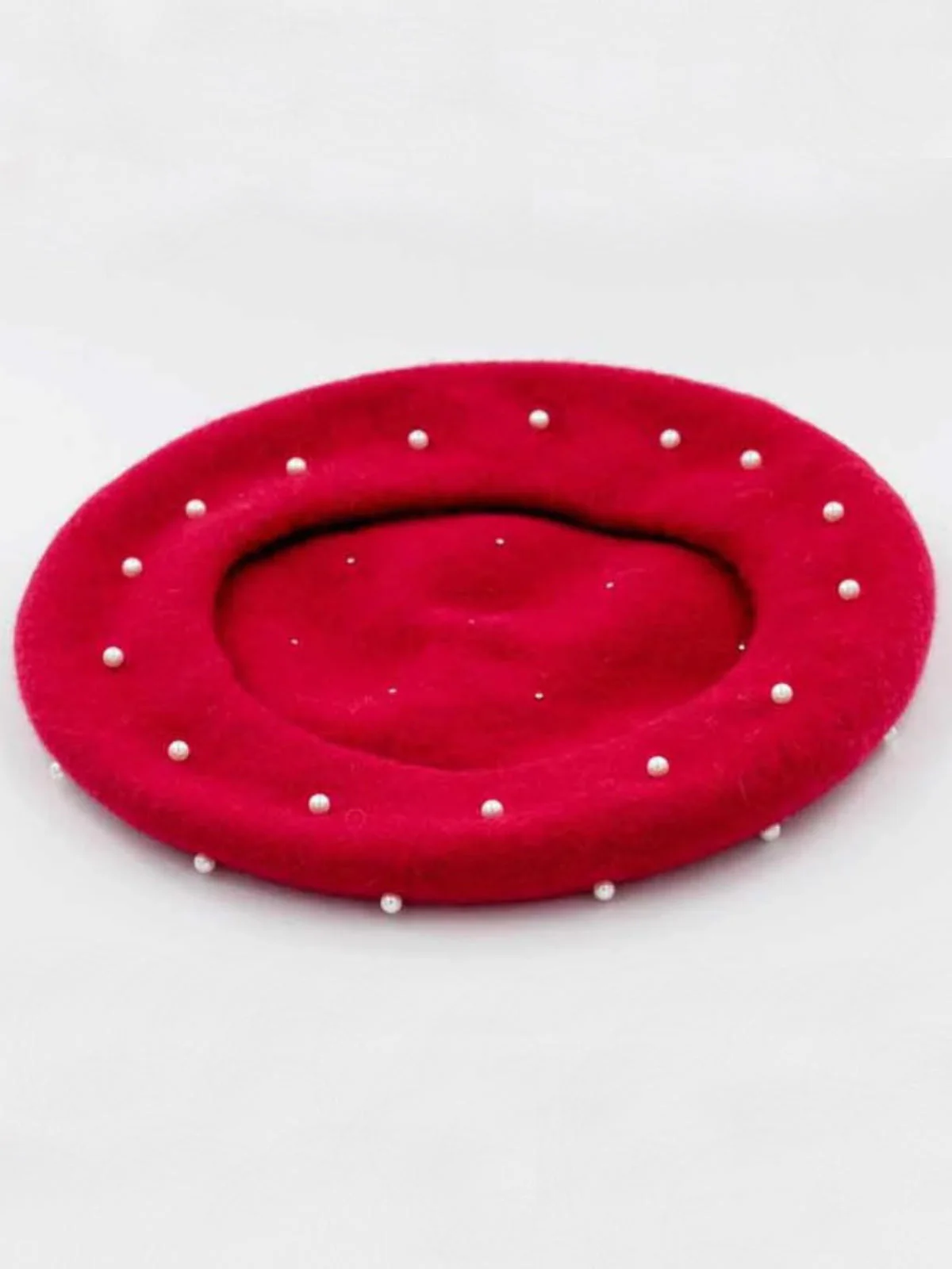 Tres Chic Pearl-Embellished Wool Beret - Image 5