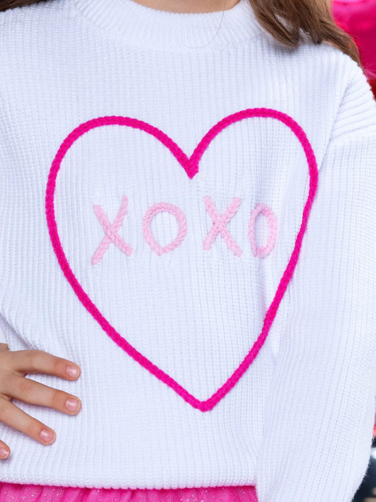 XOXO Embroidered Sweater and Heart Patch Tutu Skirt Set - Image 2