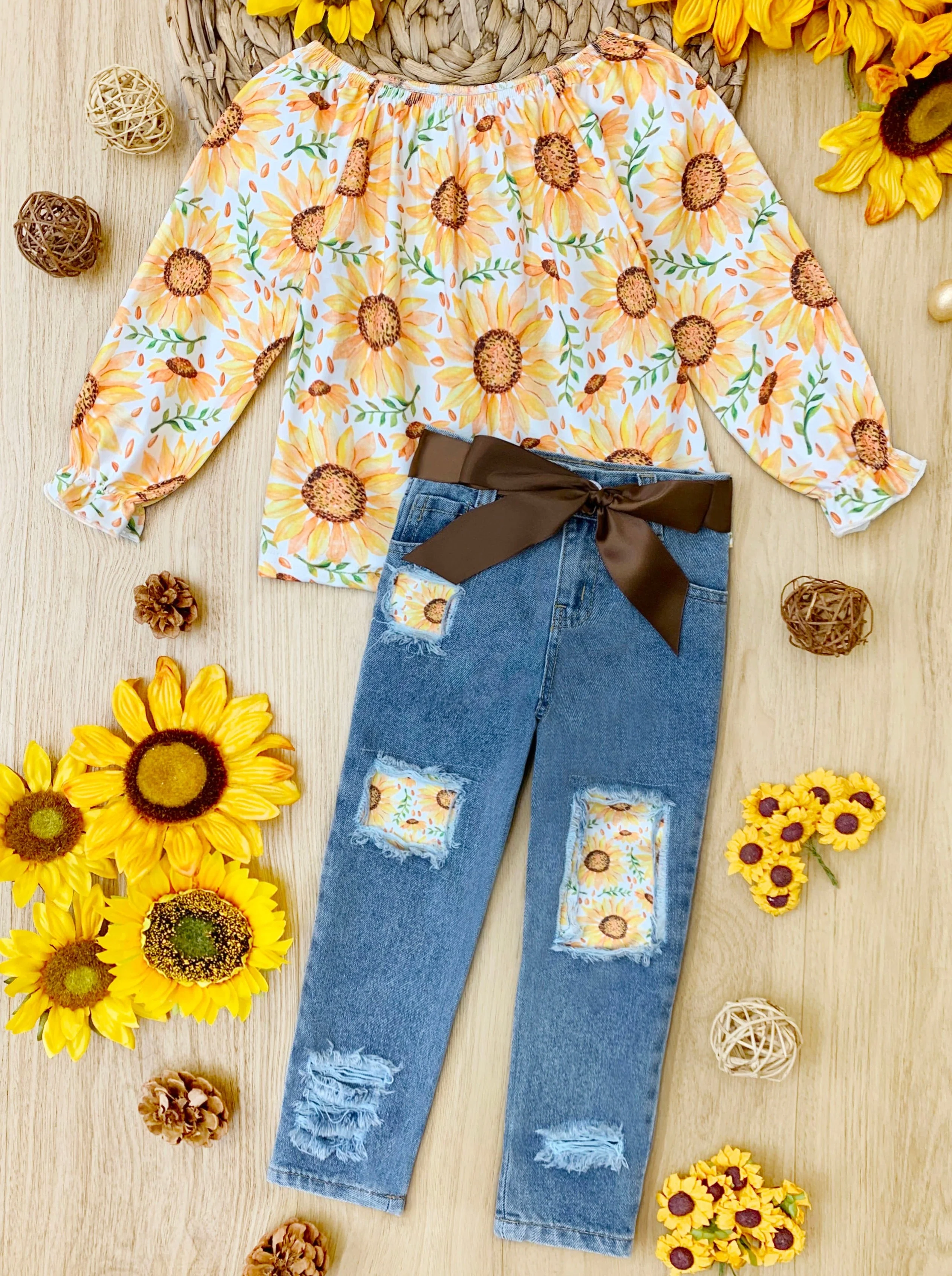 You're My Sunshine Patched Jeans Set - Image 2